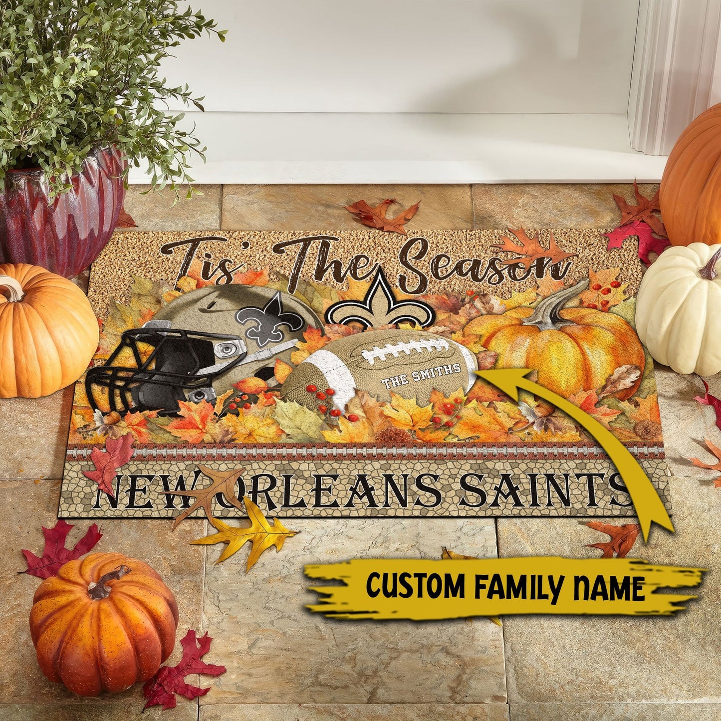 New Orleans Saints Doormat Custom Your Family Name And Choose Your Quotes, Sport Doormat, Sport Gifts For Fan EHIVM-60421N