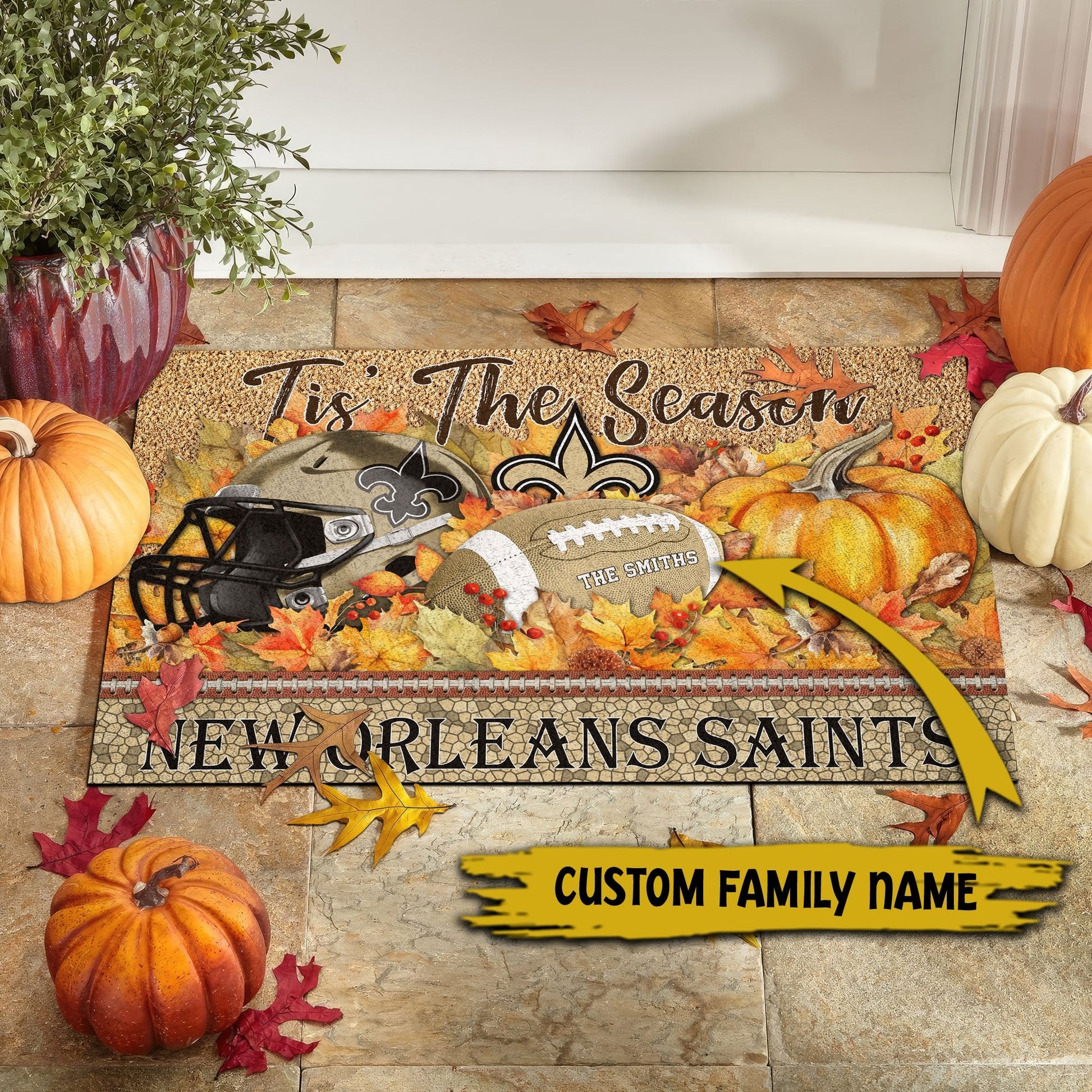New Orleans Saints Doormat Custom Your Family Name And Choose Your Quotes, Sport Doormat, Sport Gifts For Fan EHIVM-60421N