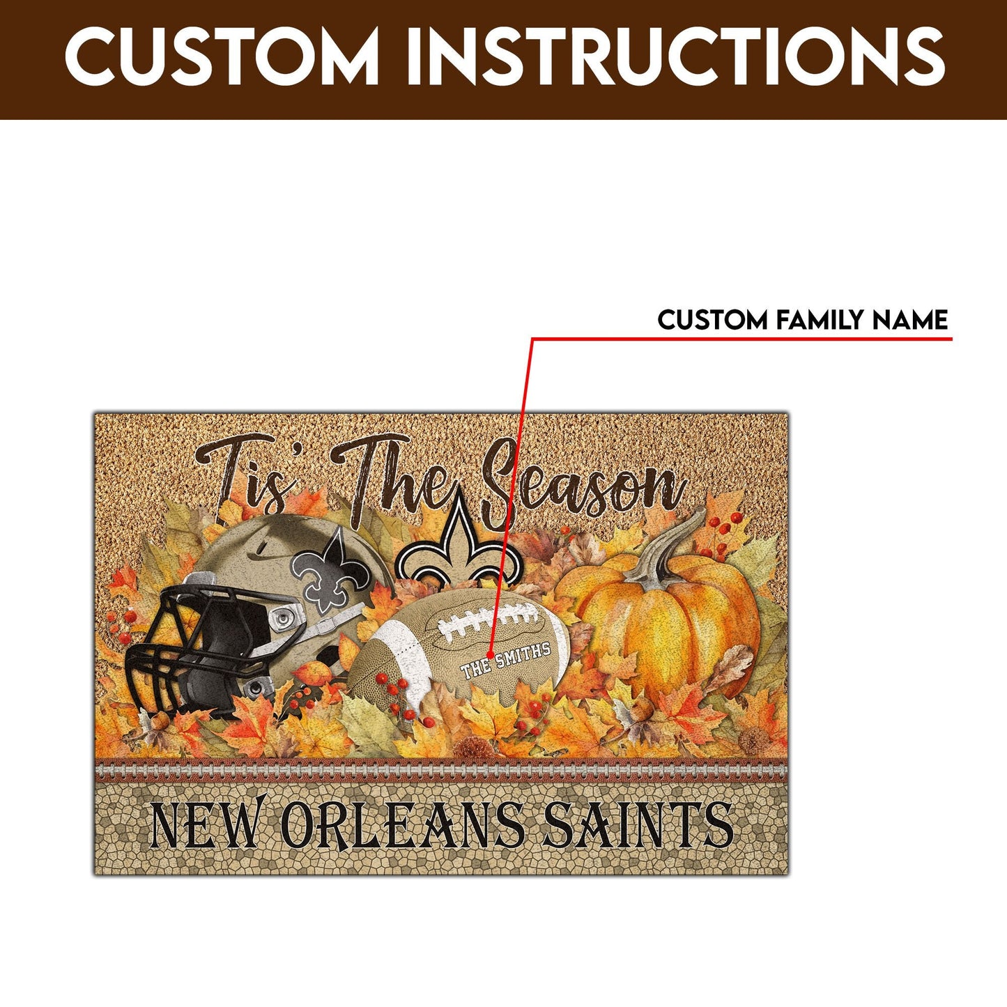 New Orleans Saints Doormat Custom Your Family Name And Choose Your Quotes, Sport Doormat, Sport Gifts For Fan