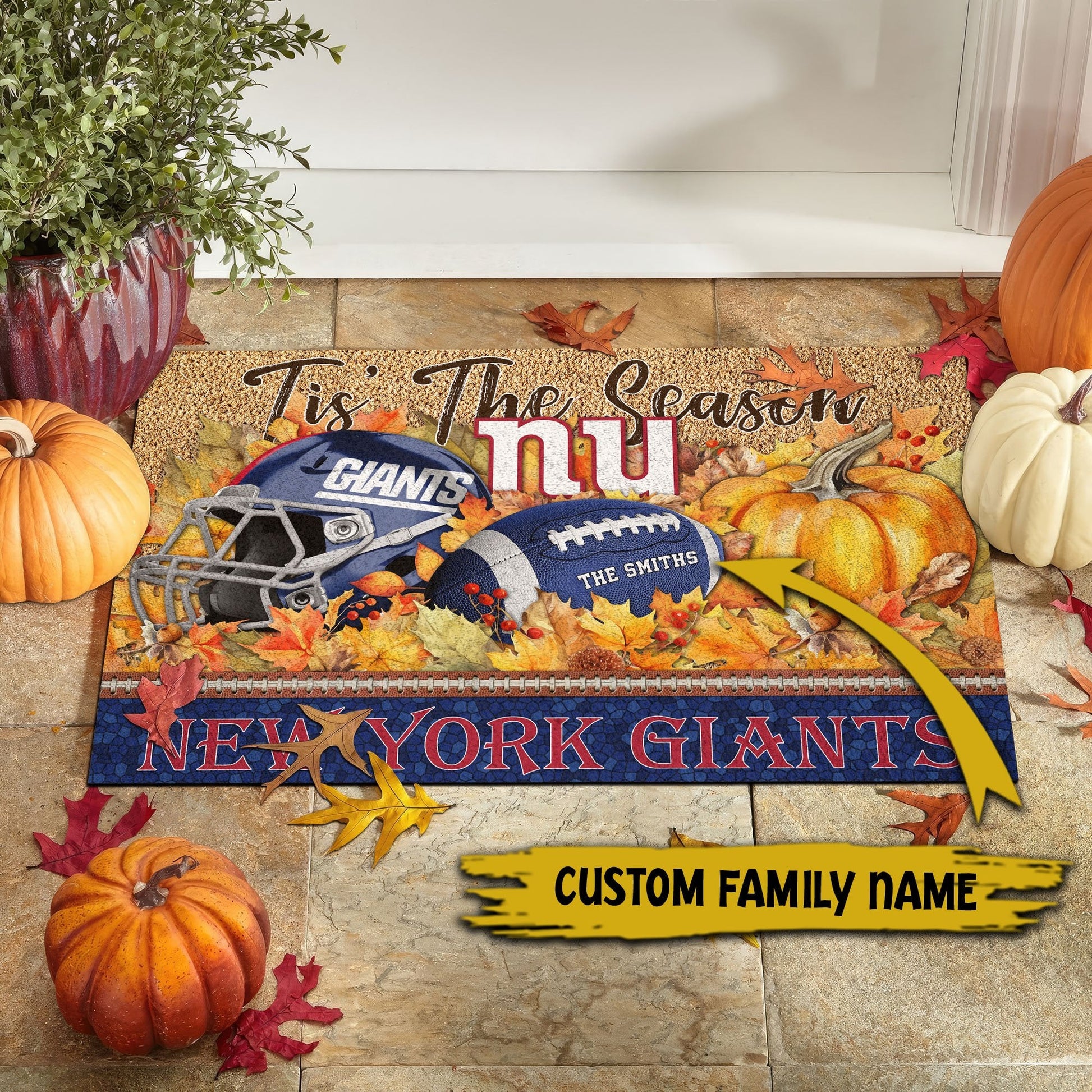 New York Giants Doormat Custom Your Family Name And Choose Your Quotes, Sport Doormat, Sport Gifts For Fan EHIVM-60421N