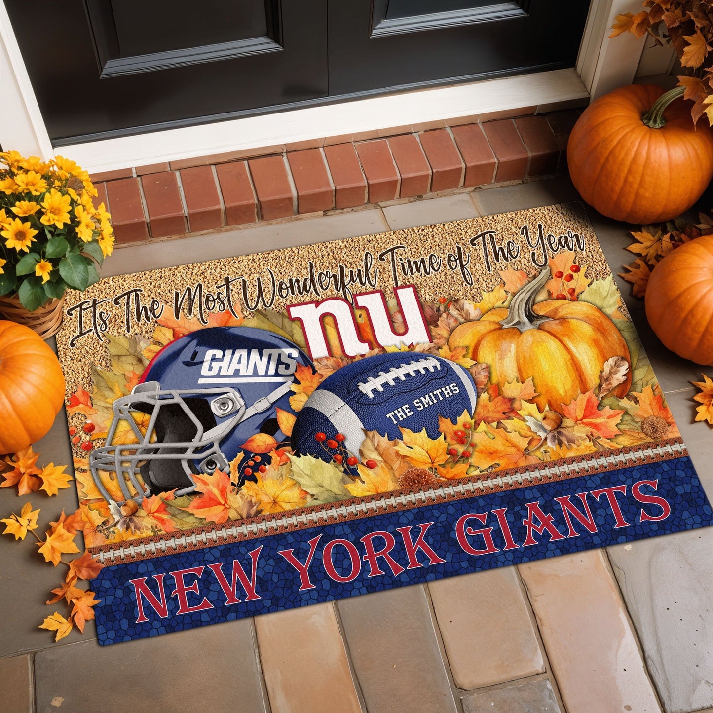 New York Giants Doormat Custom Your Family Name And Choose Your Quotes, Sport Doormat, Sport Gifts For Fan