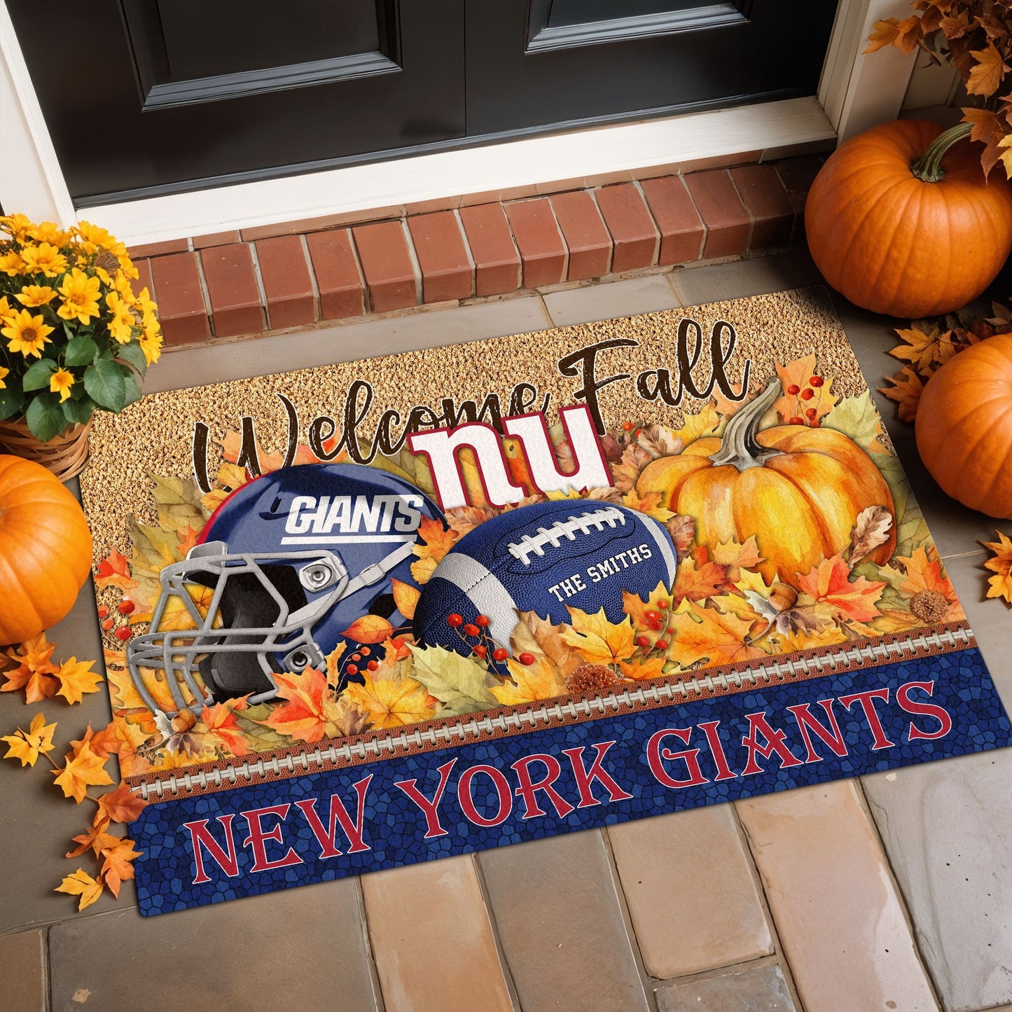 New York Giants Doormat Custom Your Family Name And Choose Your Quotes, Sport Doormat, Sport Gifts For Fan