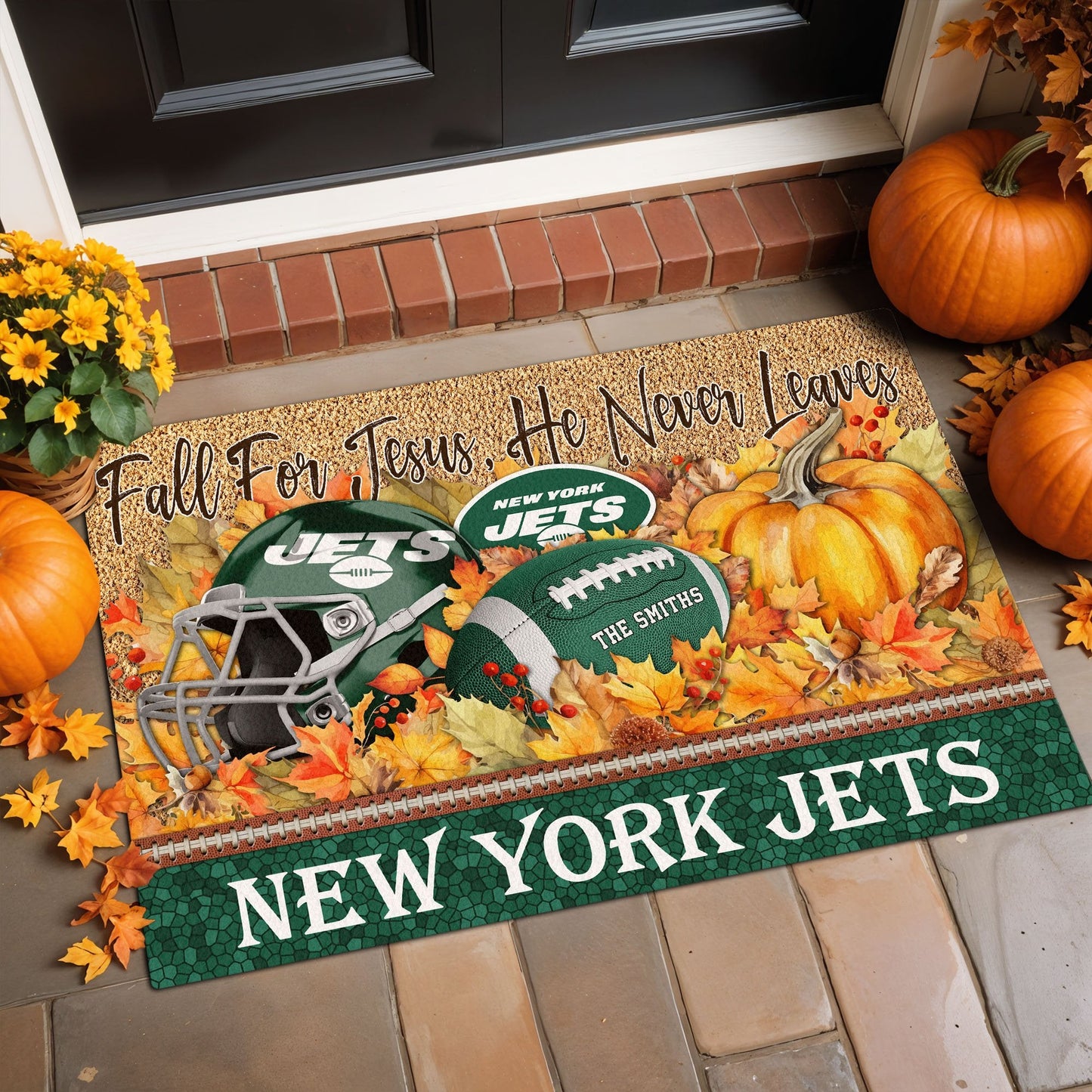 New York Jets Doormat Custom Your Family Name And Choose Your Quotes, Sport Doormat, Sport Gifts For Fan