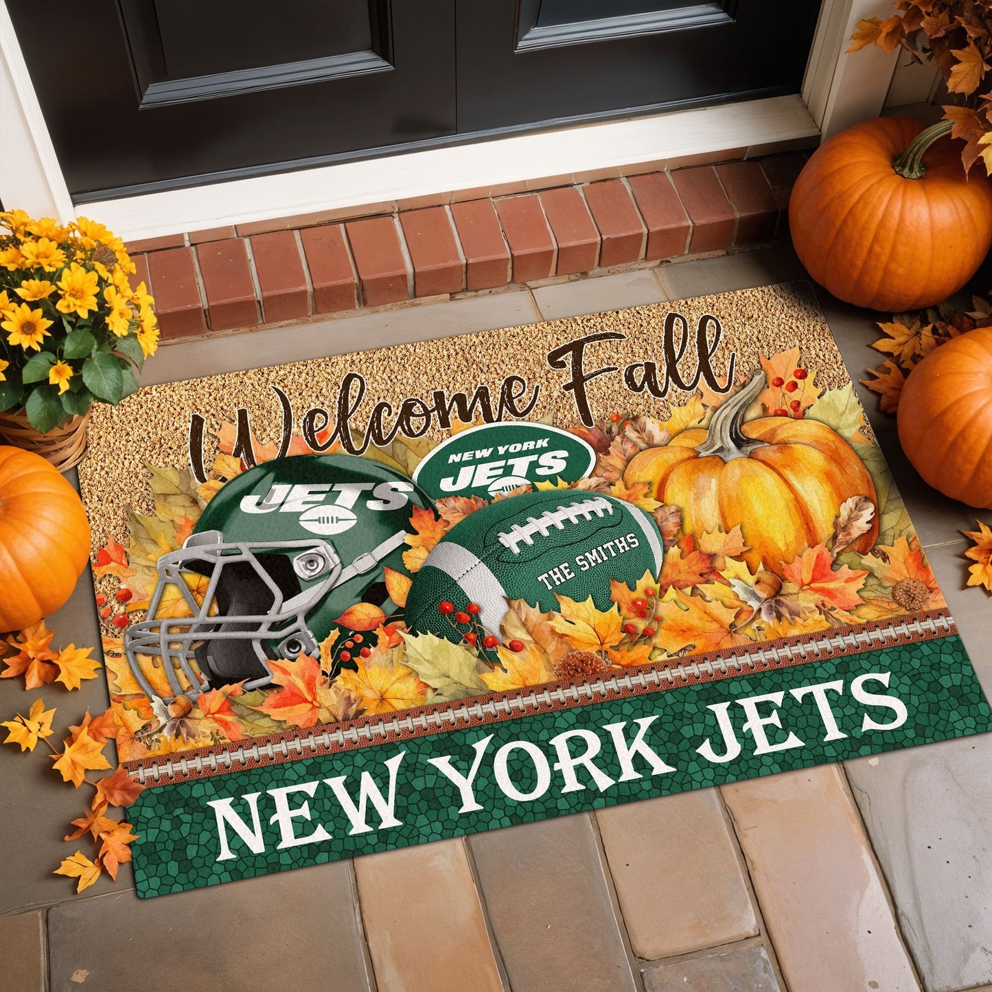 New York Jets Doormat Custom Your Family Name And Choose Your Quotes, Sport Doormat, Sport Gifts For Fan