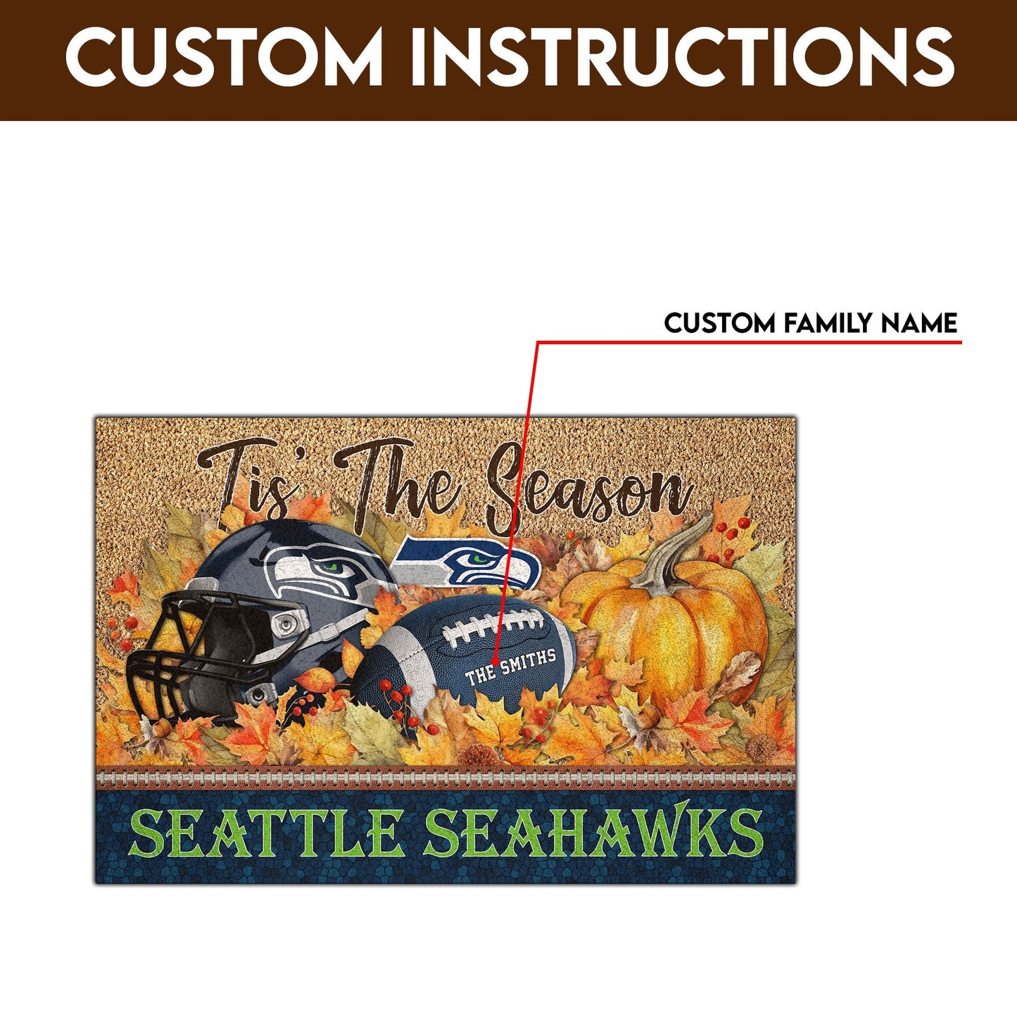 Seattle Seahawks Doormat Custom Your Family Name And Choose Your Quotes, Sport Doormat, Sport Gifts For Fan