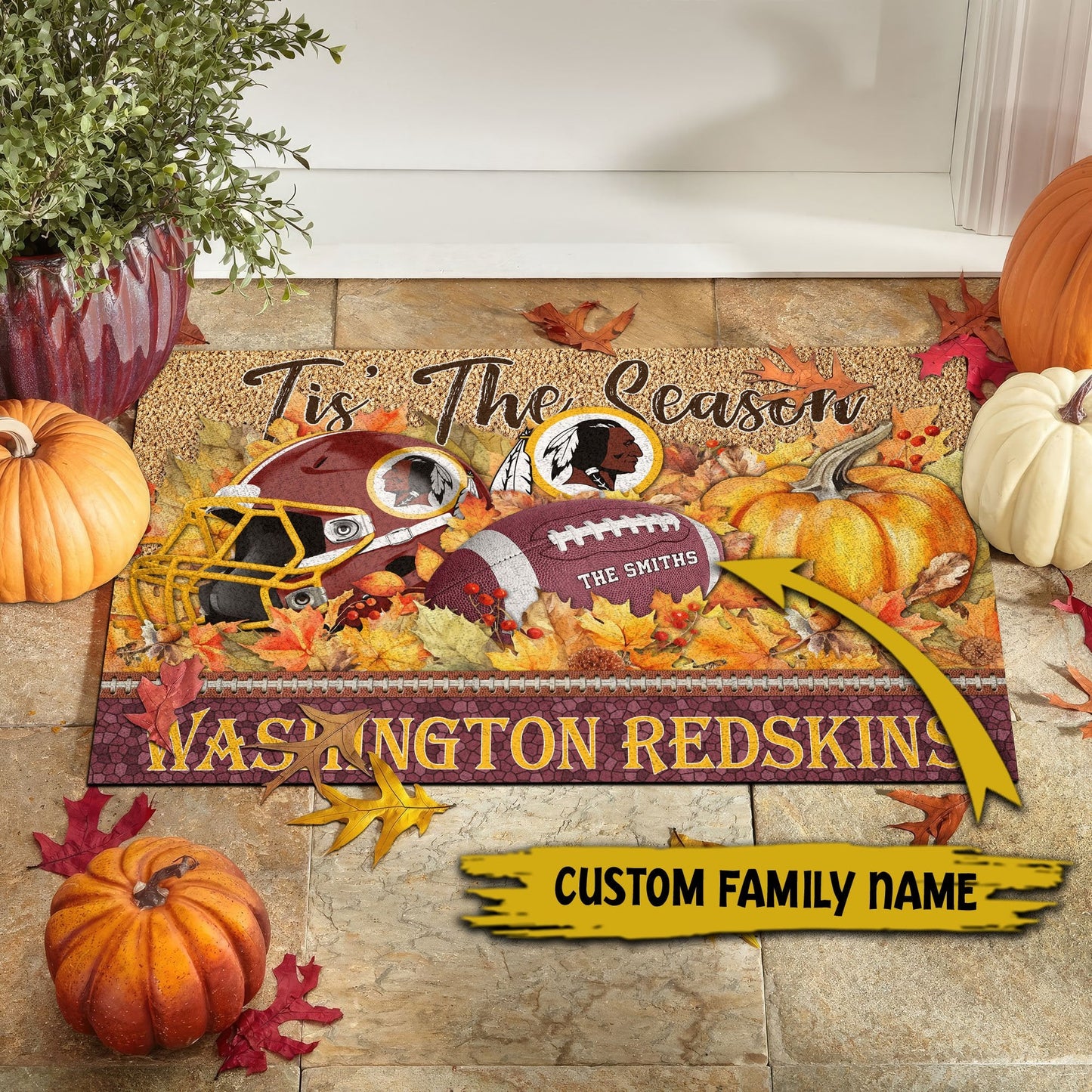 Washington Redskins Doormat Custom Your Family Name And Choose Your Quotes, Sport Doormat, Sport Gifts For Fan EHIVM-60421N