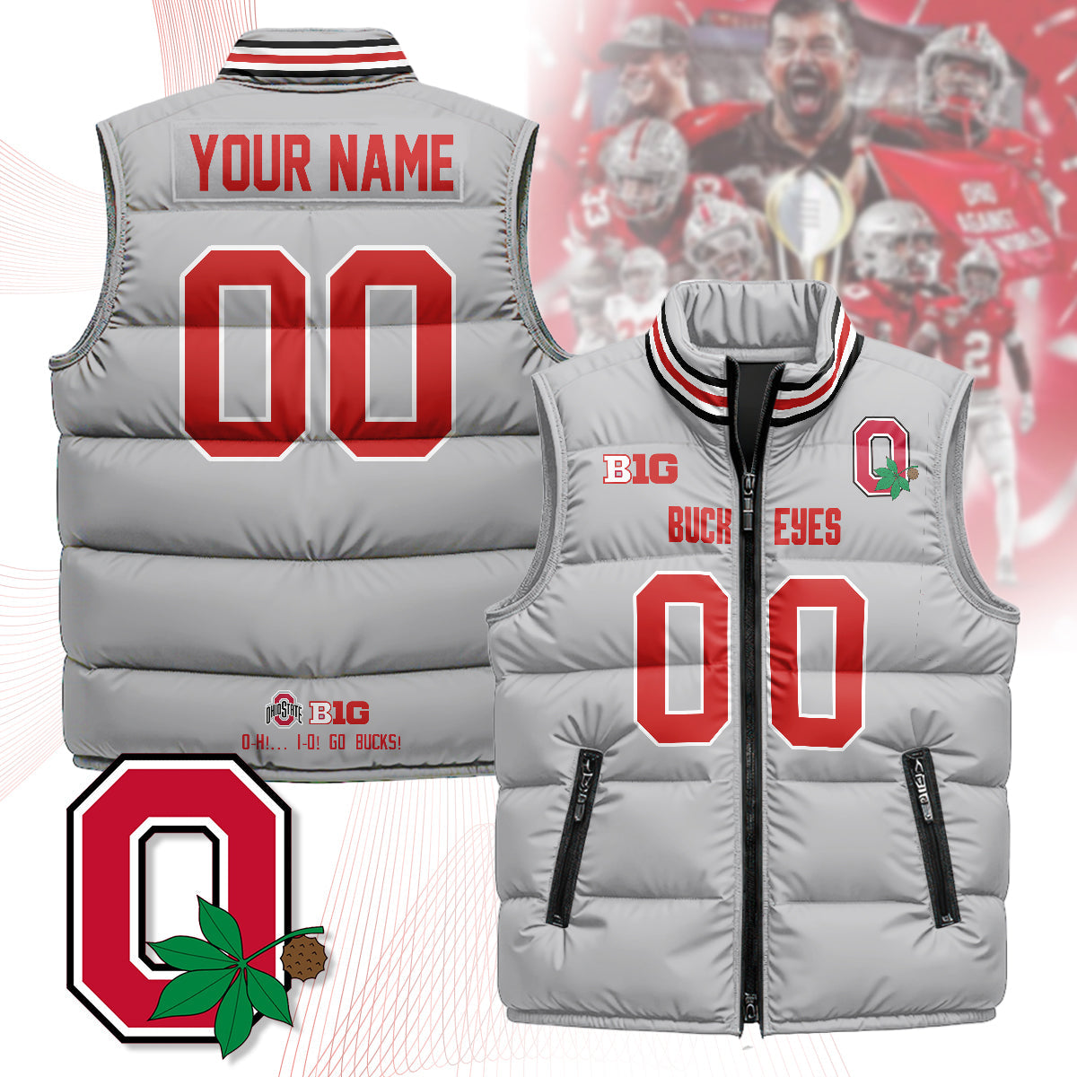 Personalized Ohio State Buckeyes Unisex Puffer Vest