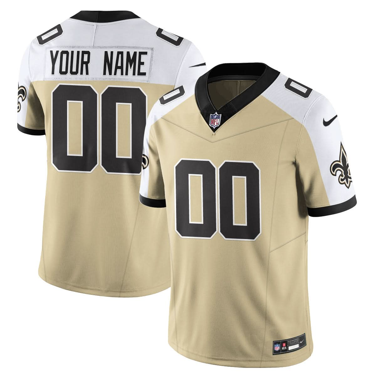 New Orleans Saints Golds Alternate Vapor Limited Custom Jersey - All Stitched