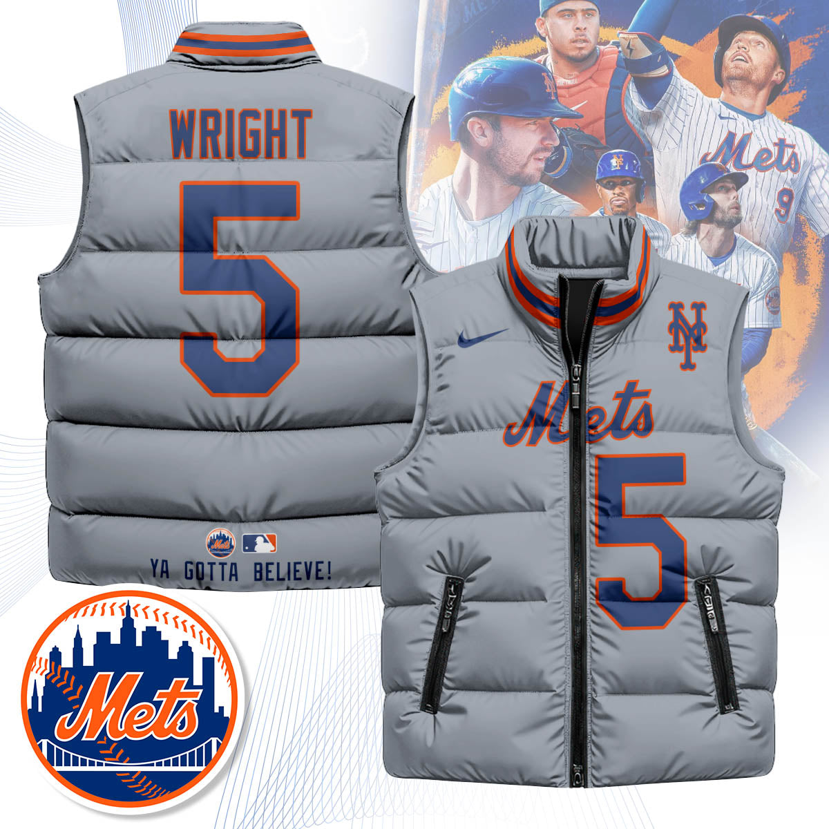 New York Mets Unisex Puffer Vest