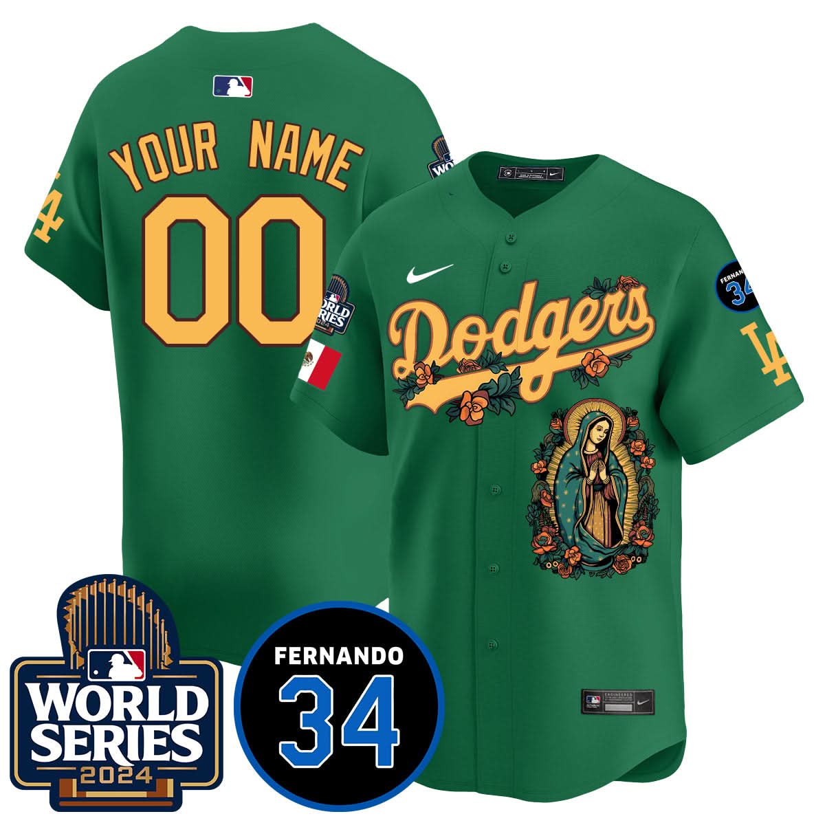 Dodgers Guadalupe - Fernando Valenzuela Memorial Custom Jersey - Printed