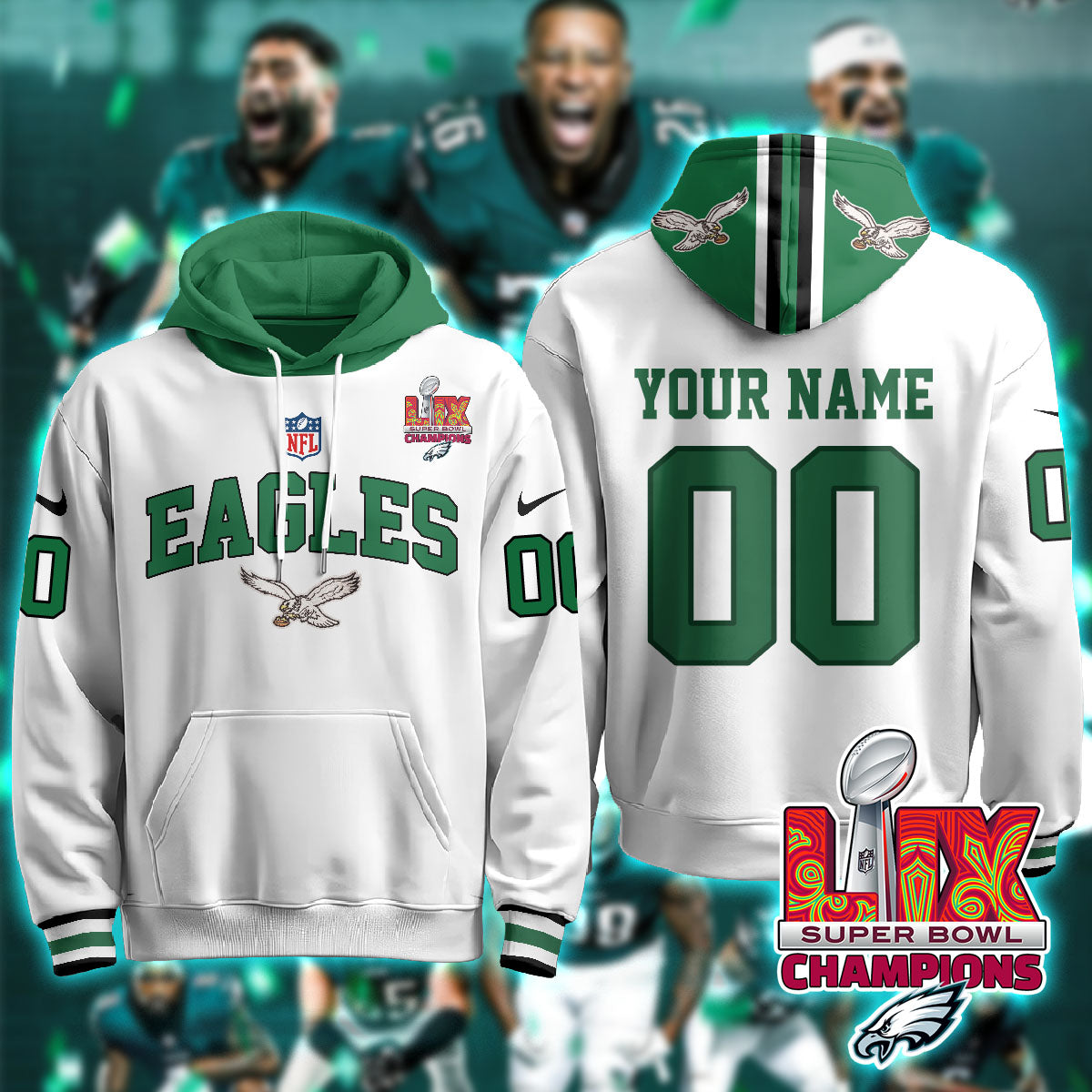 PHI Super Bowl LIX Champions Custom Hoodie