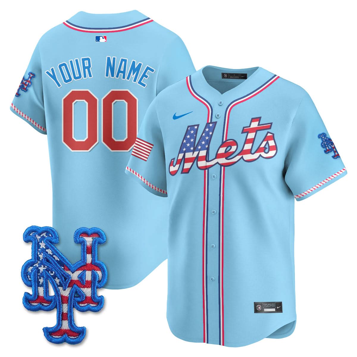 New York Mets 2025 Fourth of July Custom Jersey - All Stitched