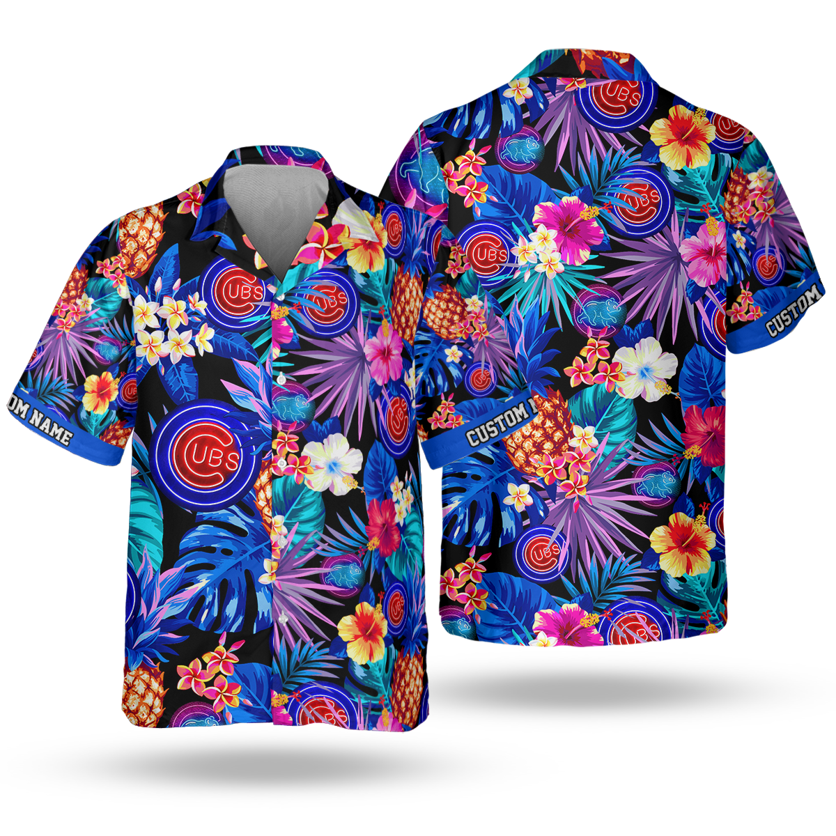 Custom Name | Chicago Cubs Tropical Neon Hawaiian Shirt