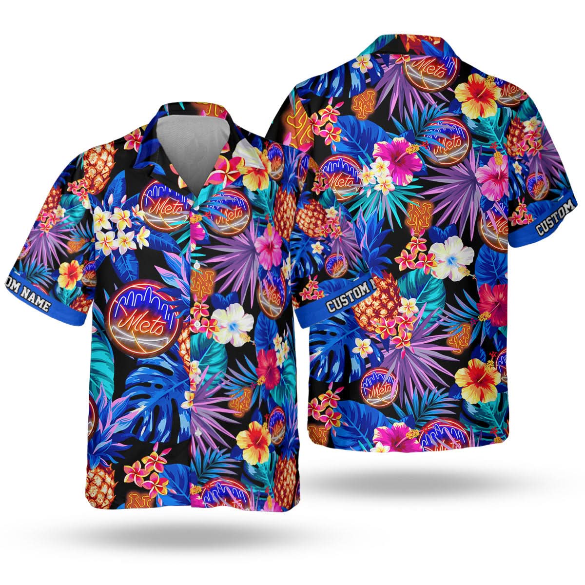 Custom Name | New York Mets Tropical Neon Hawaiian Shirt
