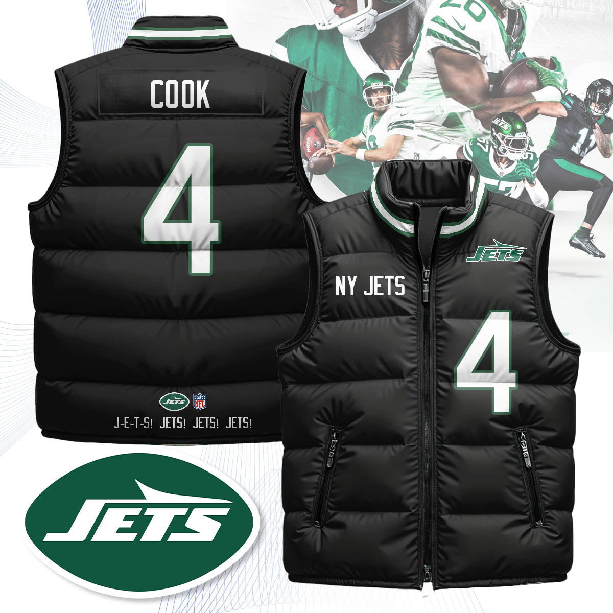 New York Jets Unisex Puffer Vest - Printed