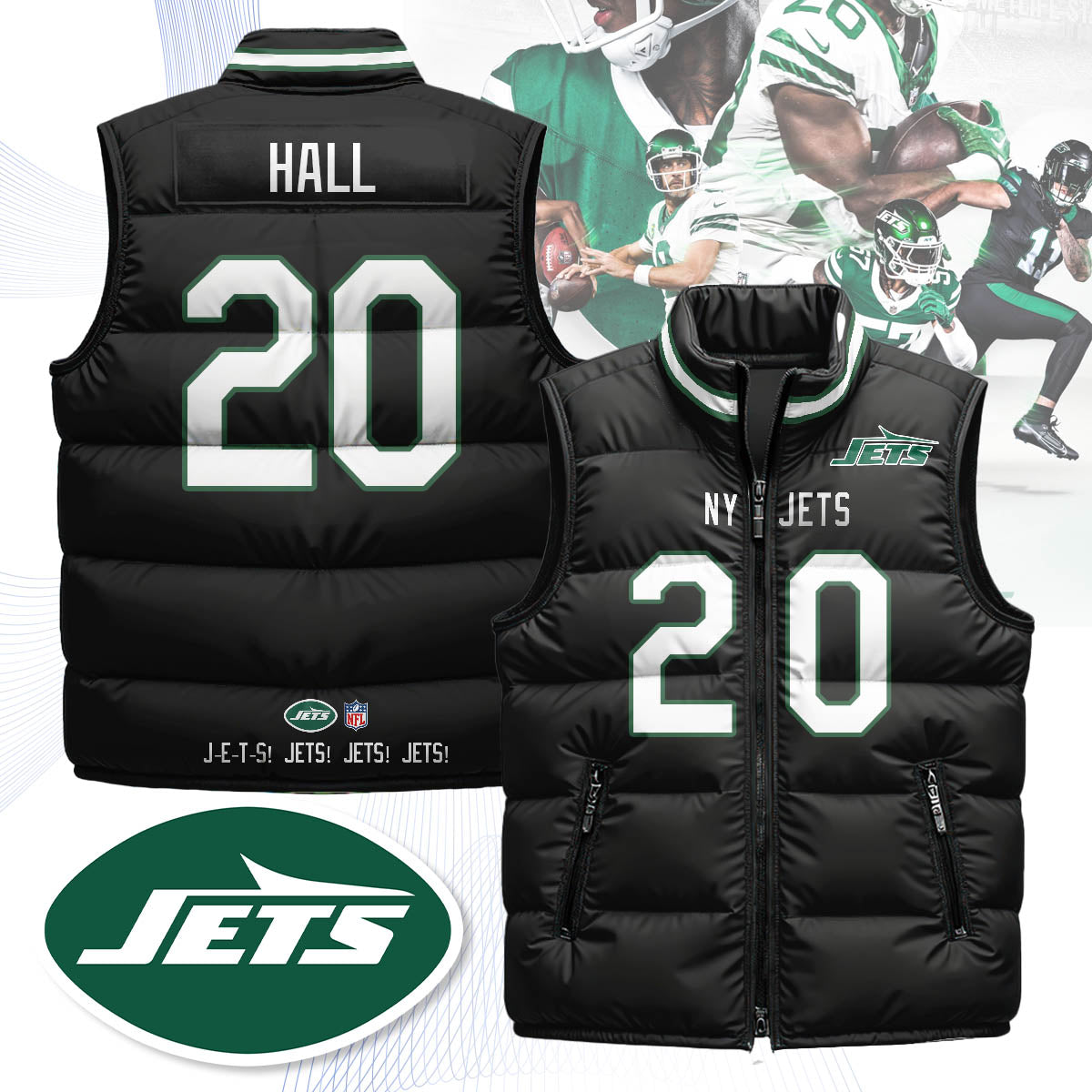 New York Jets Unisex Puffer Vest - Printed