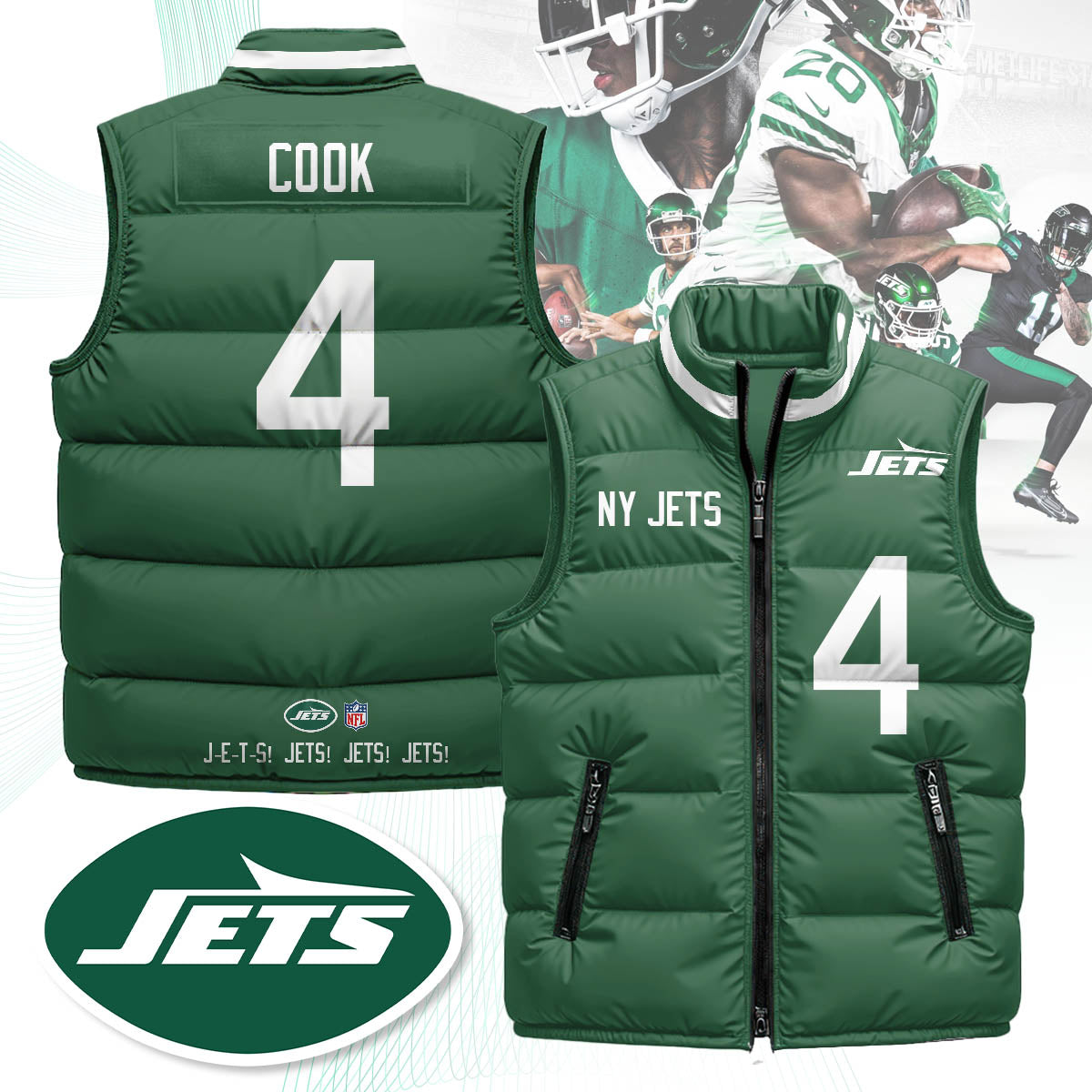 New York Jets Unisex Puffer Vest - Printed