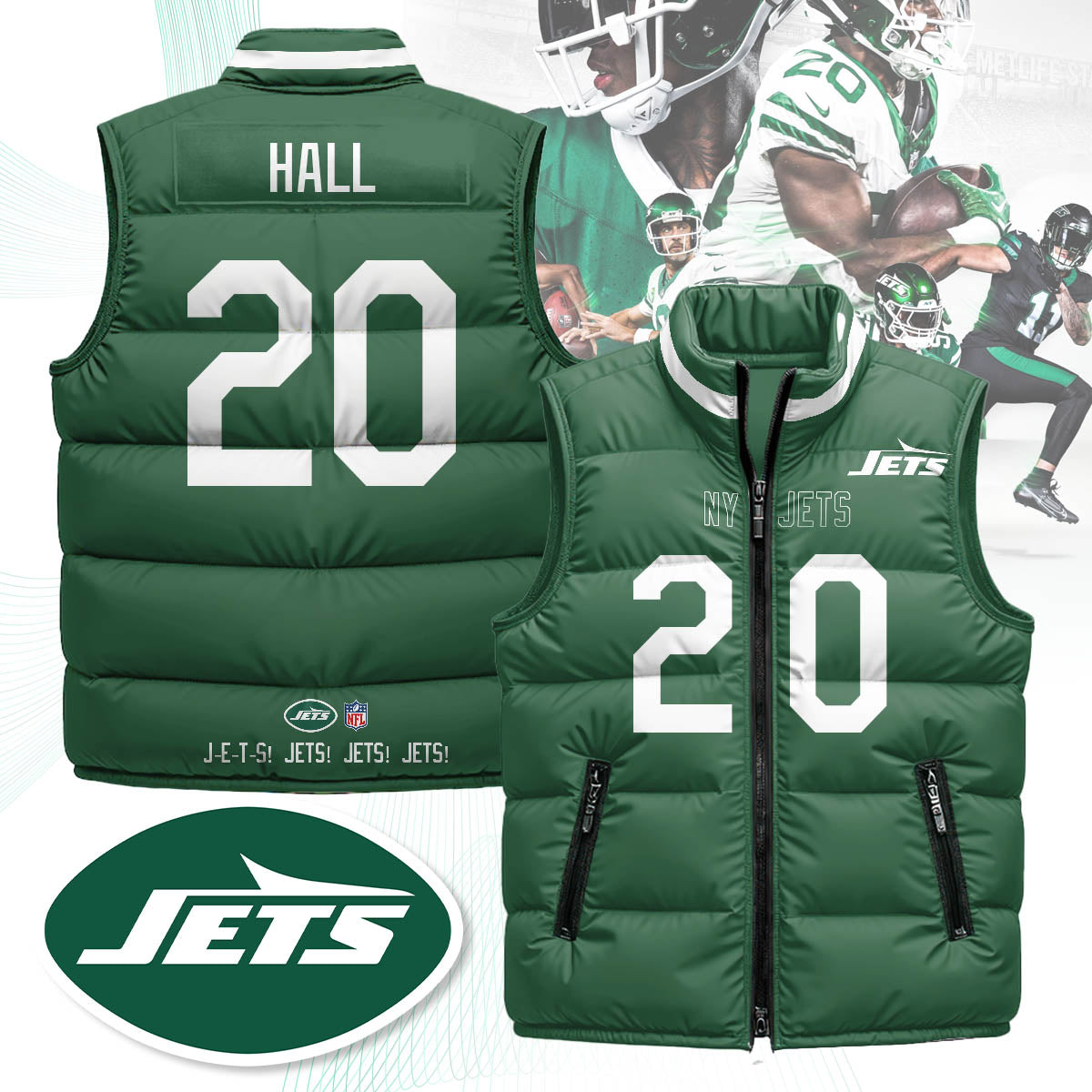 New York Jets Unisex Puffer Vest - Printed