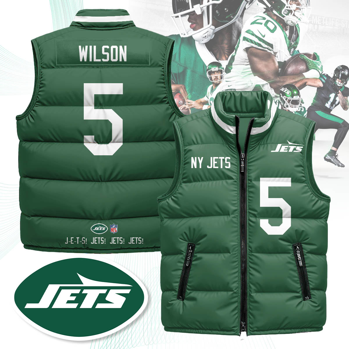 New York Jets Unisex Puffer Vest - Printed