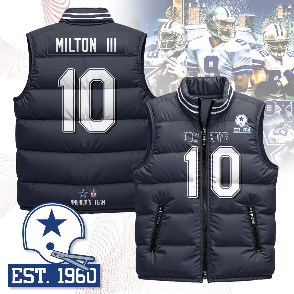 Dallas Cowboys Unisex Puffer Vest - Printed