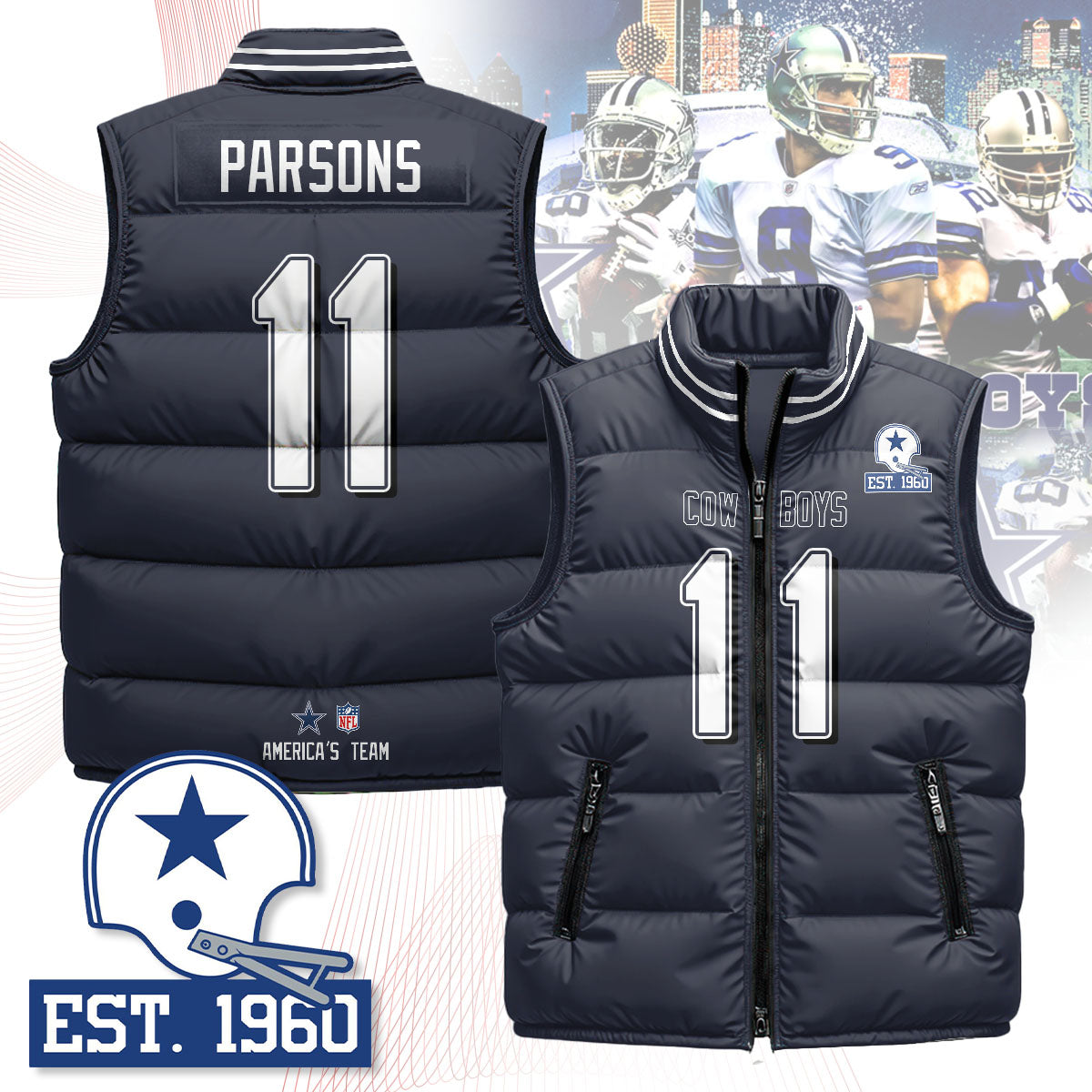 Dallas Cowboys Unisex Puffer Vest - Printed