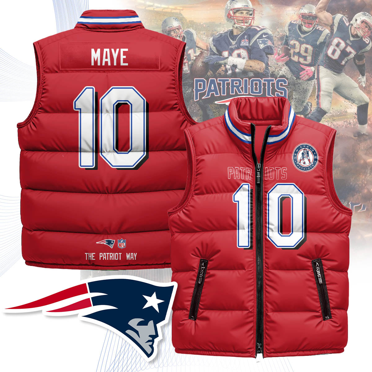 New England Patriots Unisex Puffer Vest - Printed