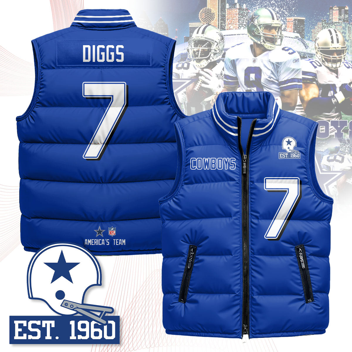 Dallas Cowboys Unisex Puffer Vest - Printed