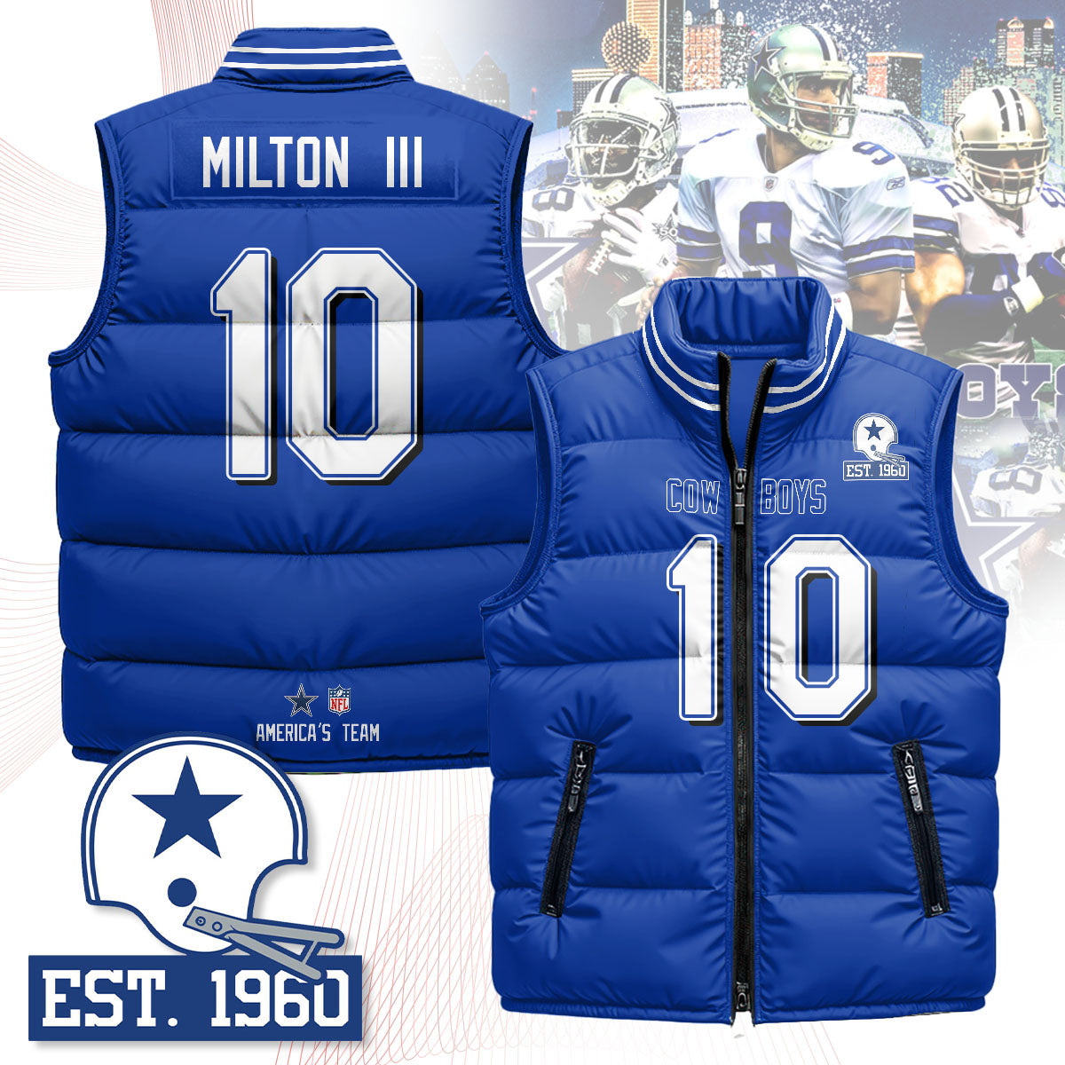 Dallas Cowboys Unisex Puffer Vest - Printed