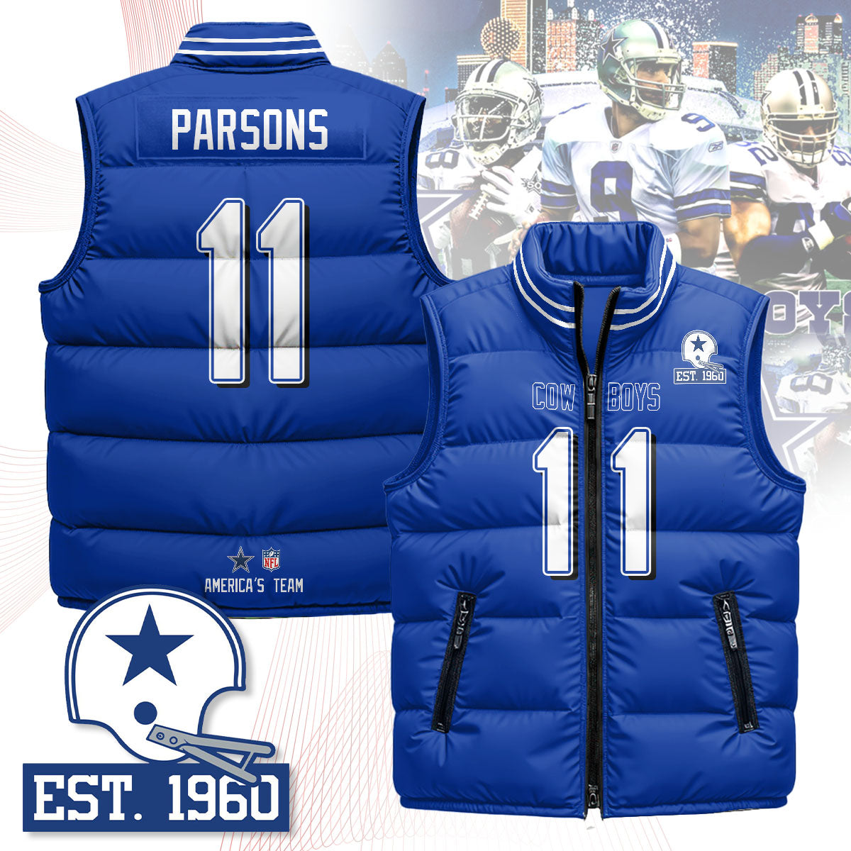 Dallas Cowboys Unisex Puffer Vest - Printed