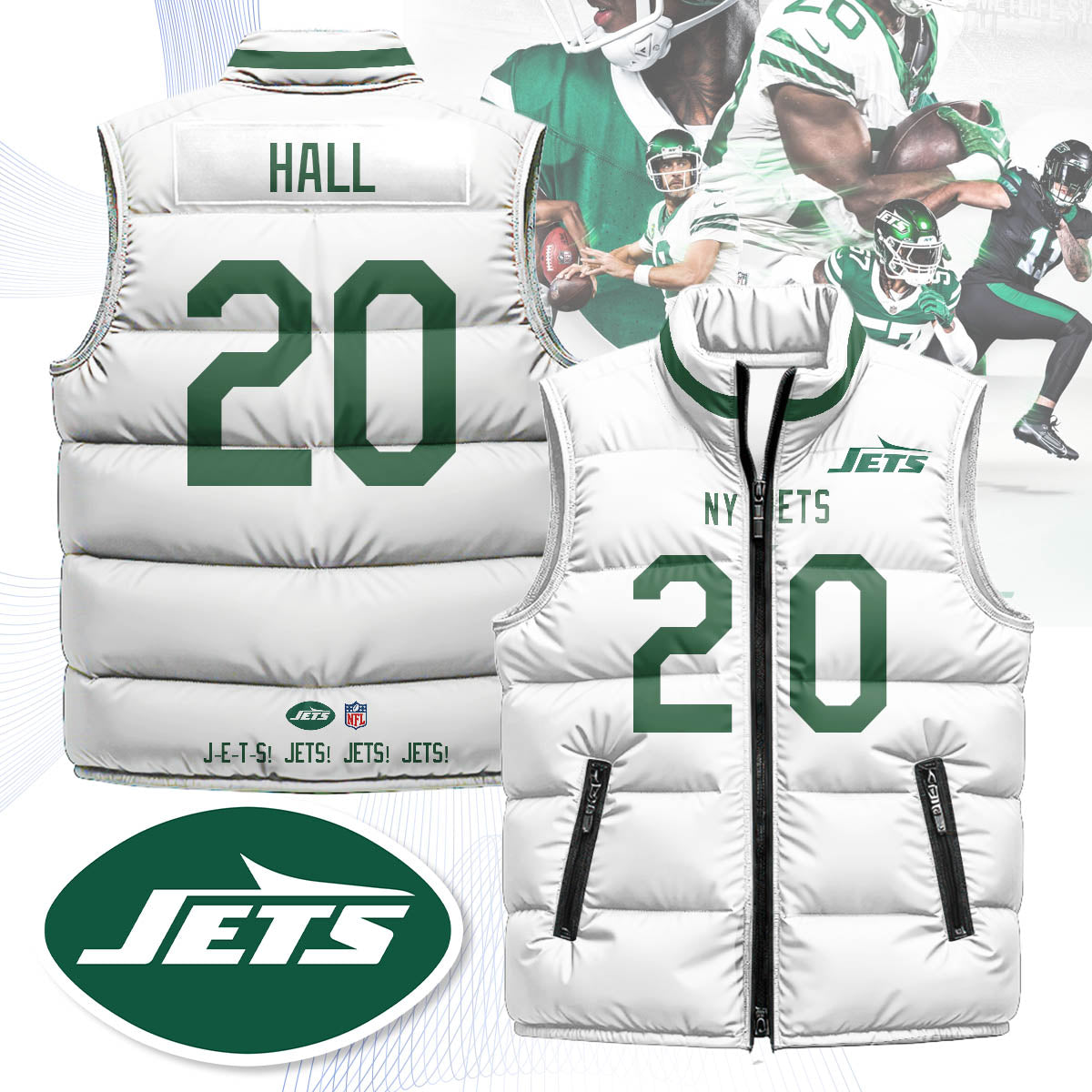 New York Jets Unisex Puffer Vest - Printed