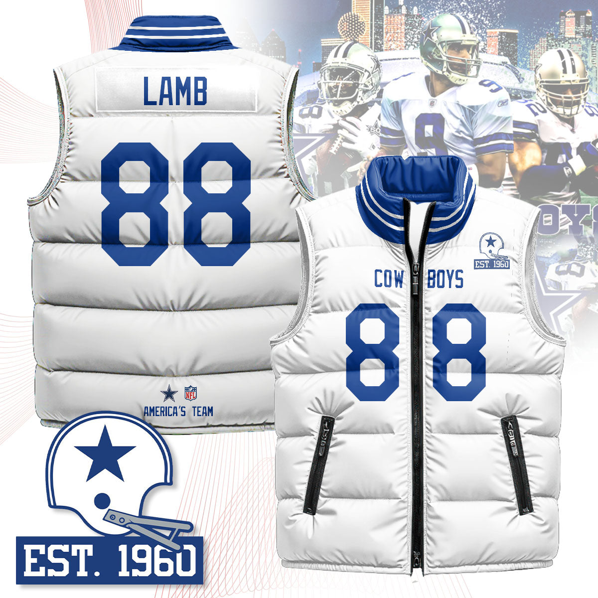 Dallas Cowboys Unisex Puffer Vest - Printed