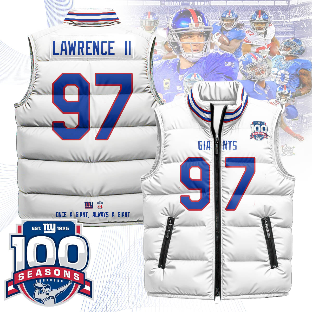New York Giants Unisex Puffer Vest - Printed