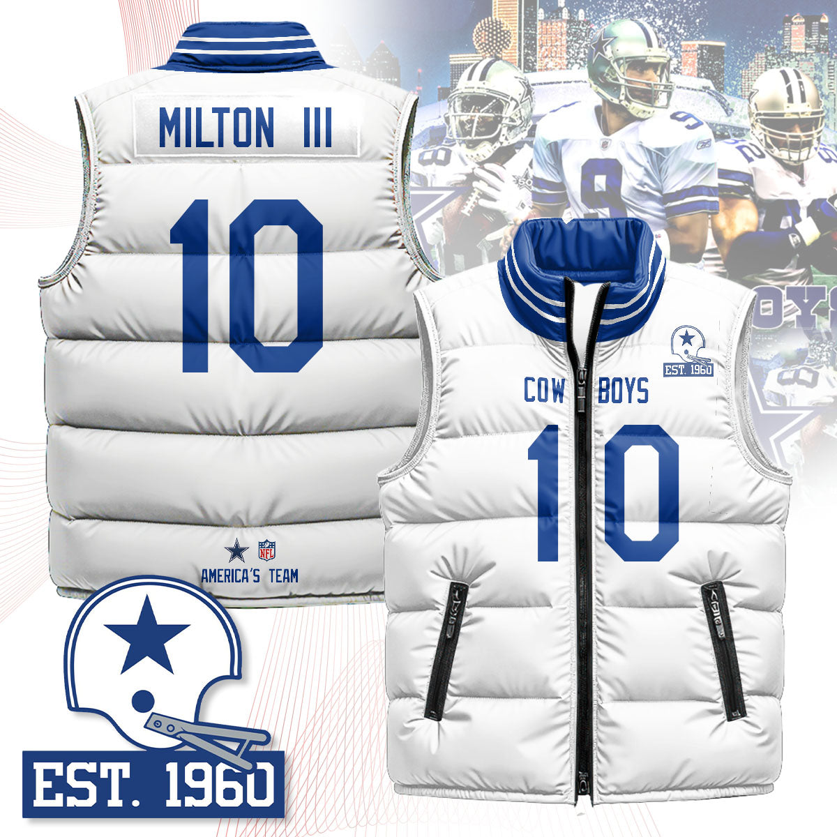 Dallas Cowboys Unisex Puffer Vest - Printed
