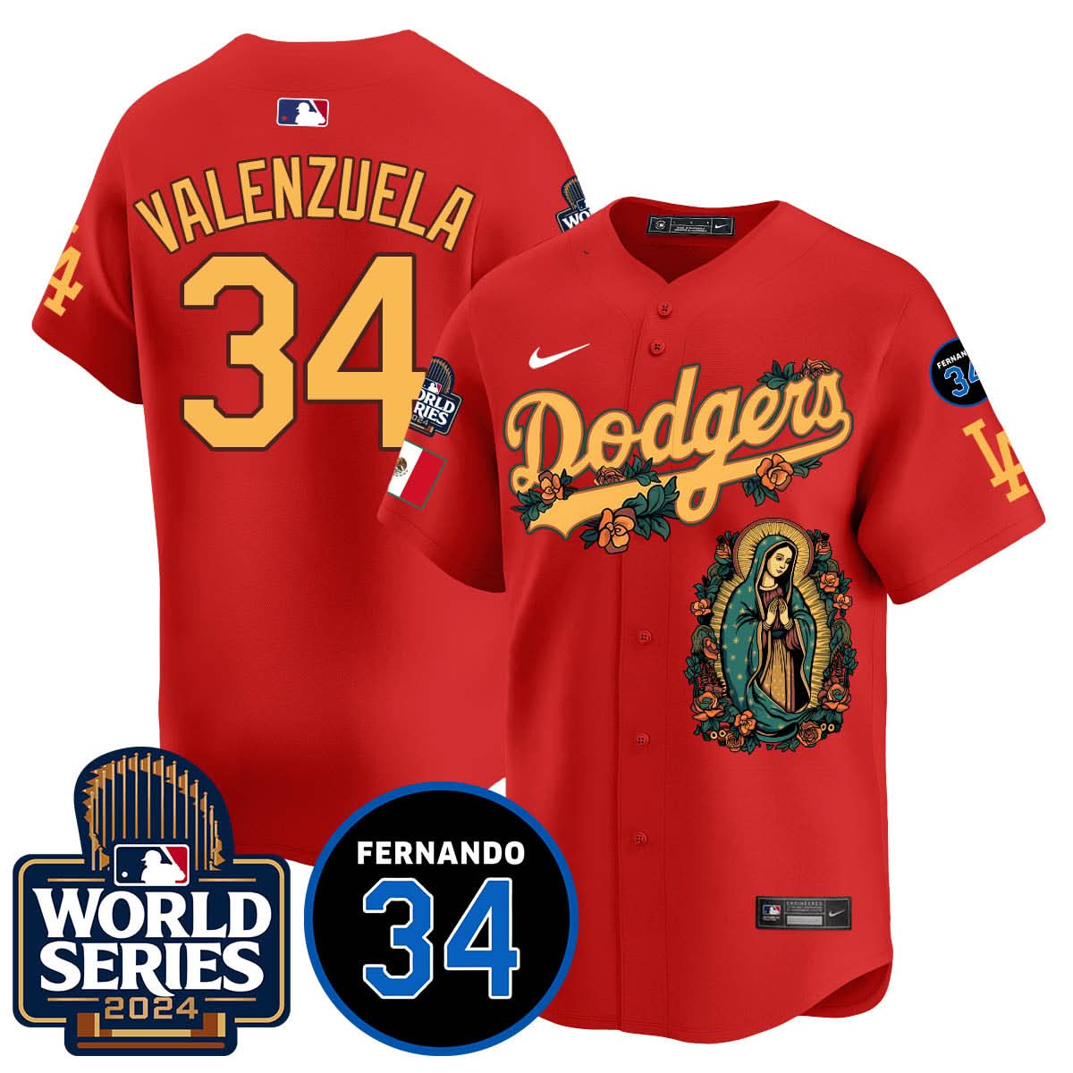 Dodgers Guadalupe - Fernando Valenzuela Memorial Jersey - Printed