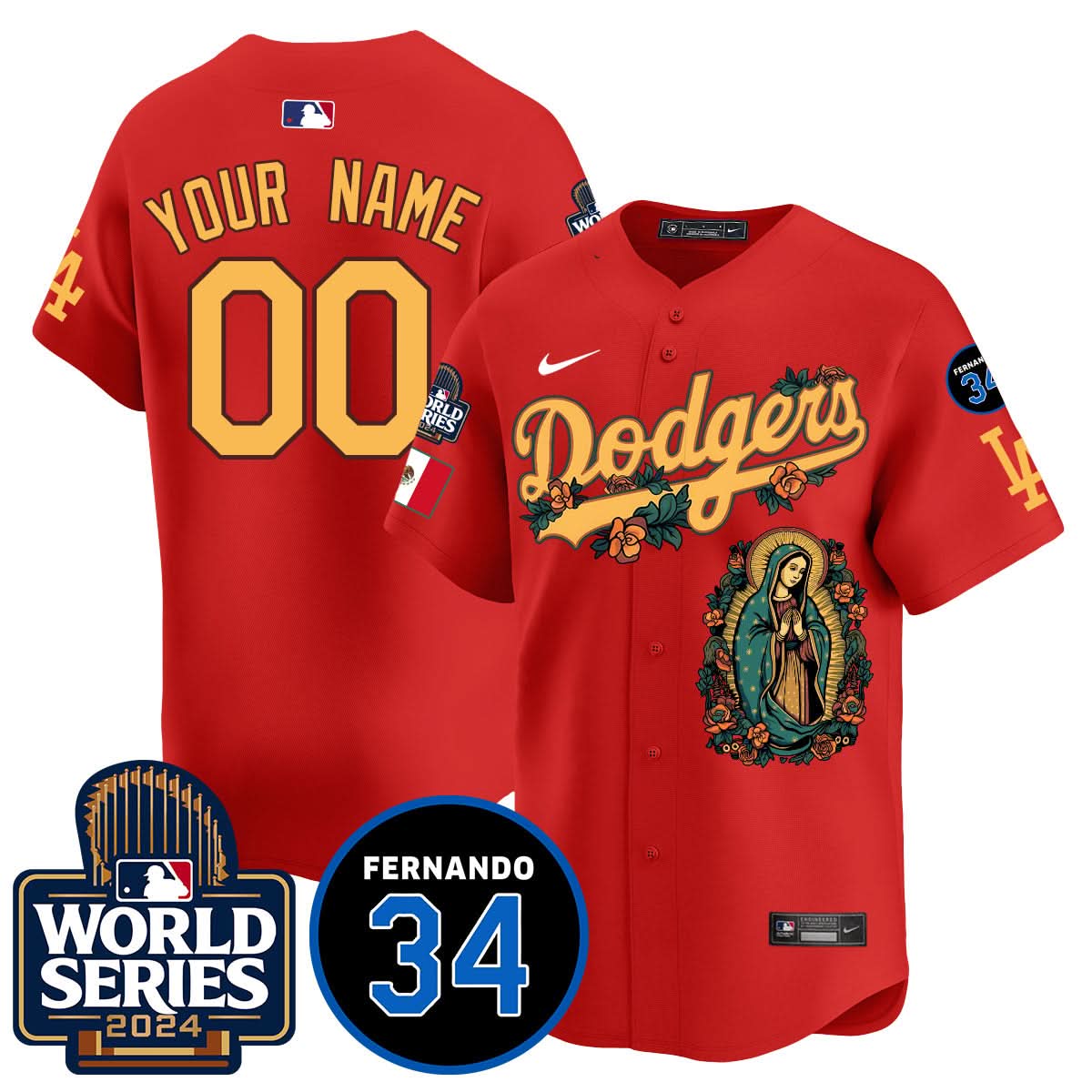 Dodgers Guadalupe - Fernando Valenzuela Memorial Custom Jersey - Printed