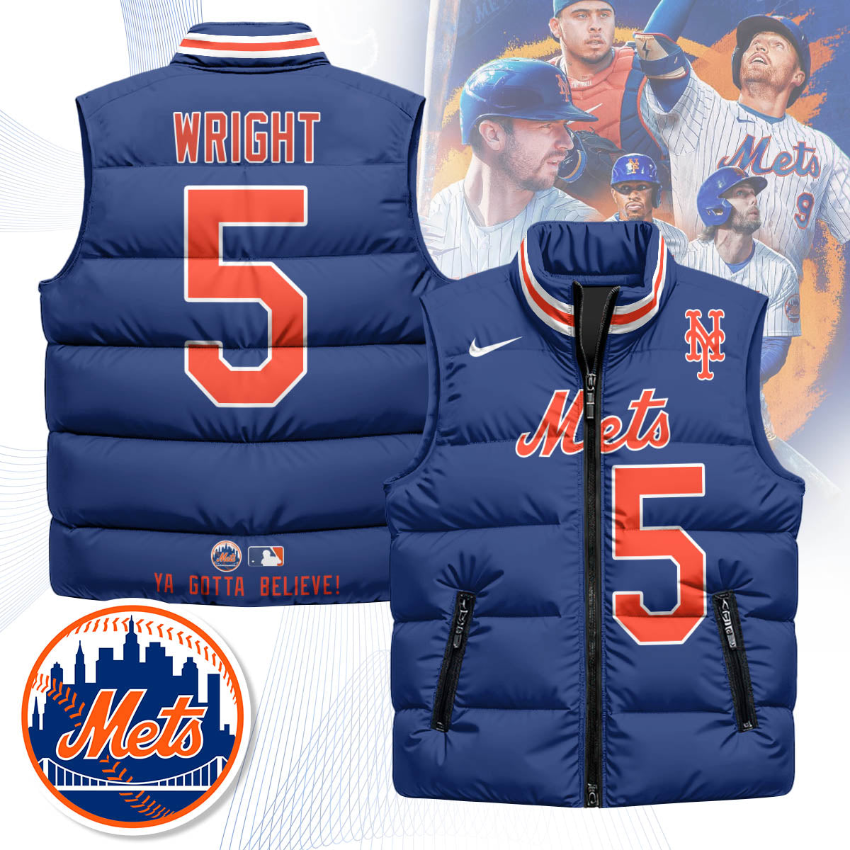New York Mets Unisex Puffer Vest