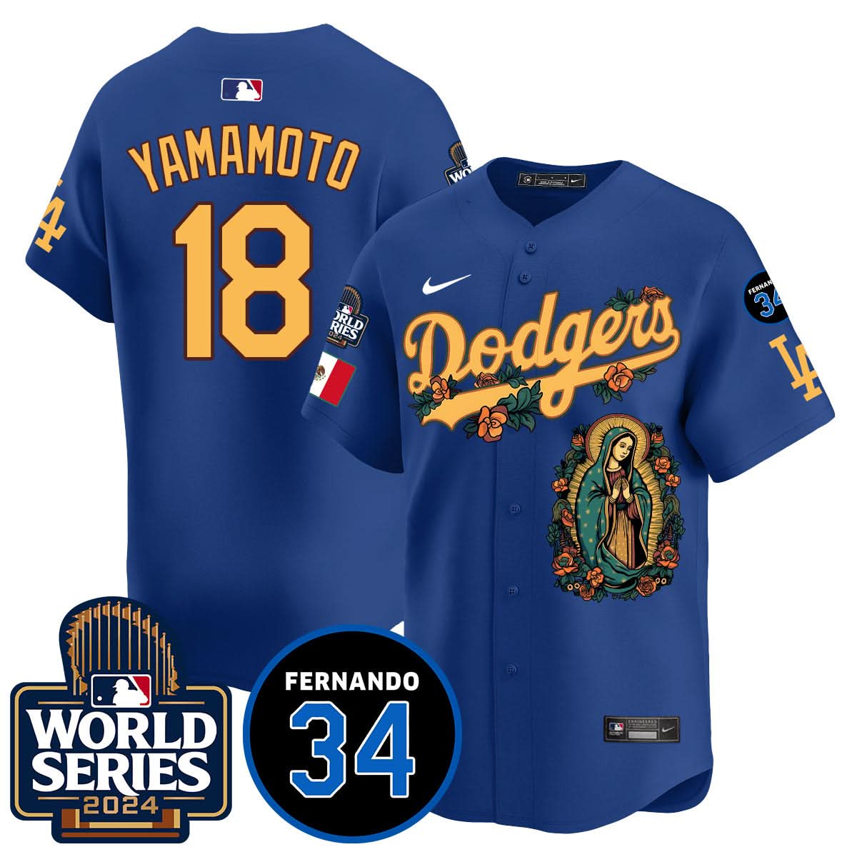 Dodgers Guadalupe - Fernando Valenzuela Memorial Jersey - Printed