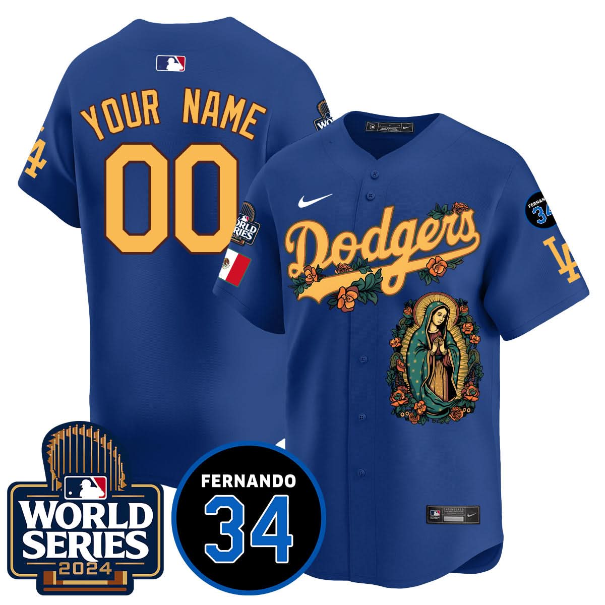 Dodgers Guadalupe - Fernando Valenzuela Memorial Custom Jersey - Printed