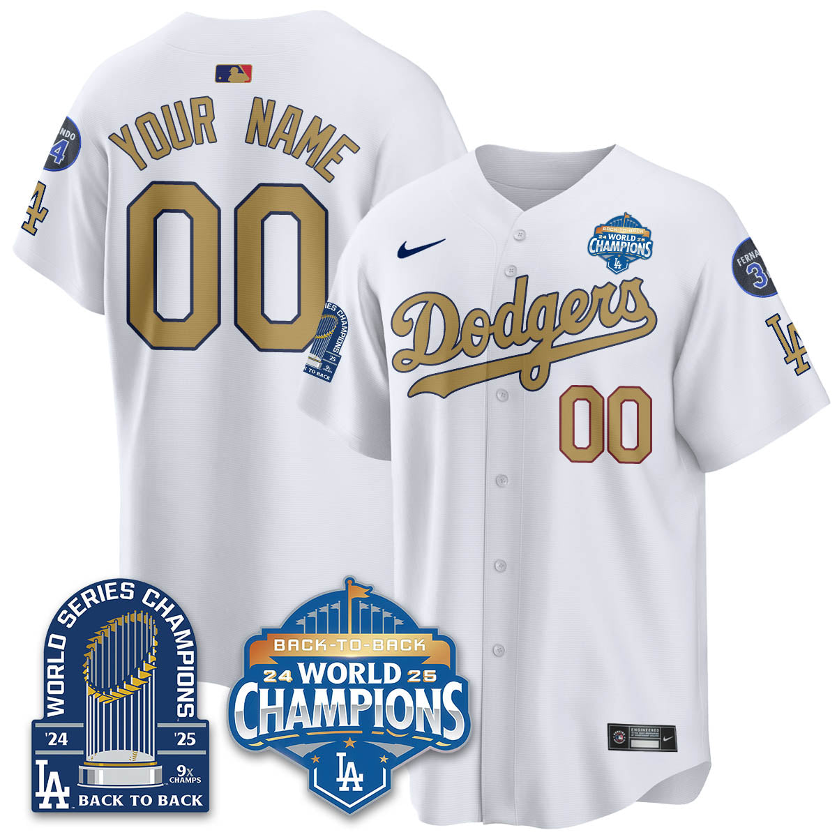 Custom LAD 2025 World Series Champions Jersey - 9x Champs - All Stitched
