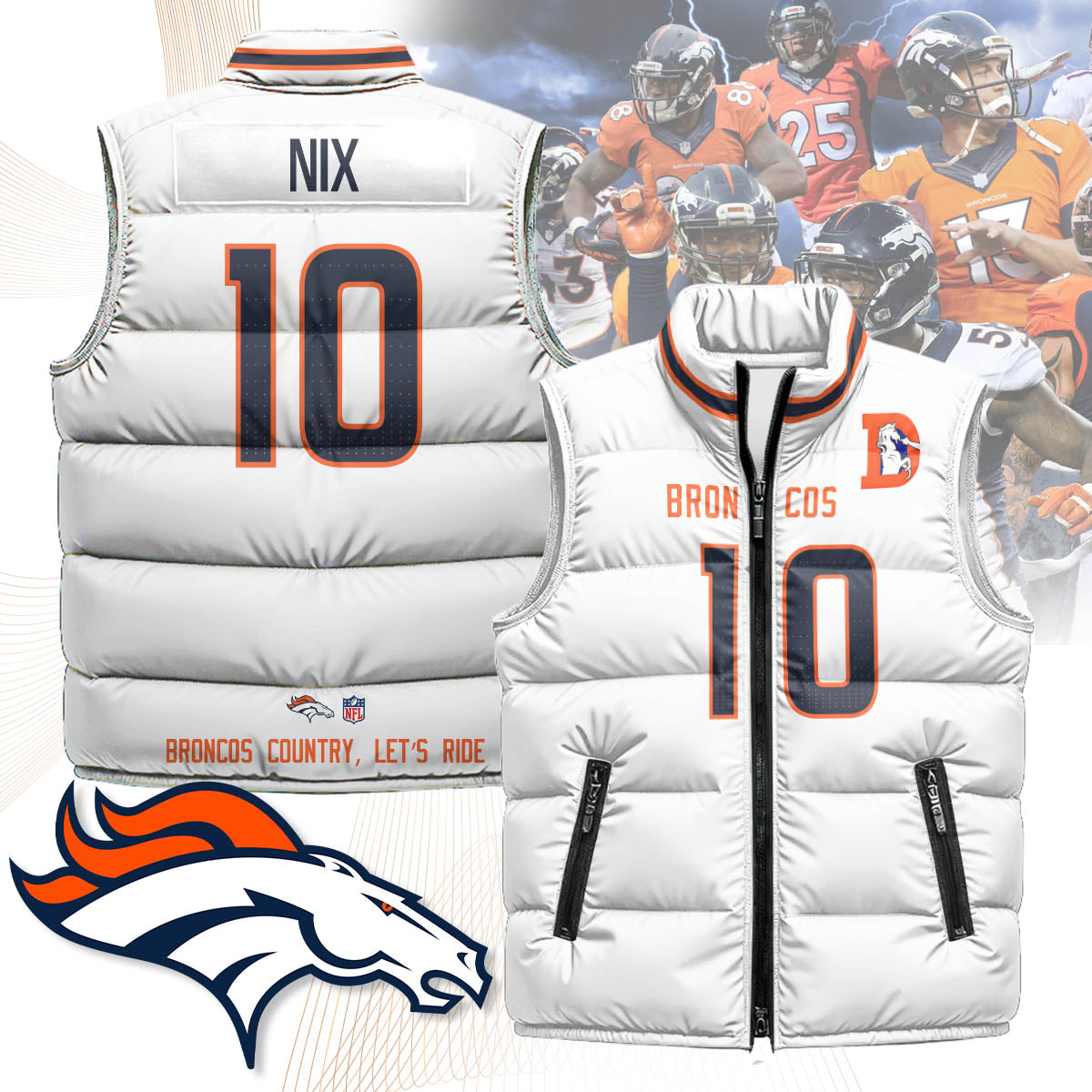 Denver Broncos Unisex Puffer Vest