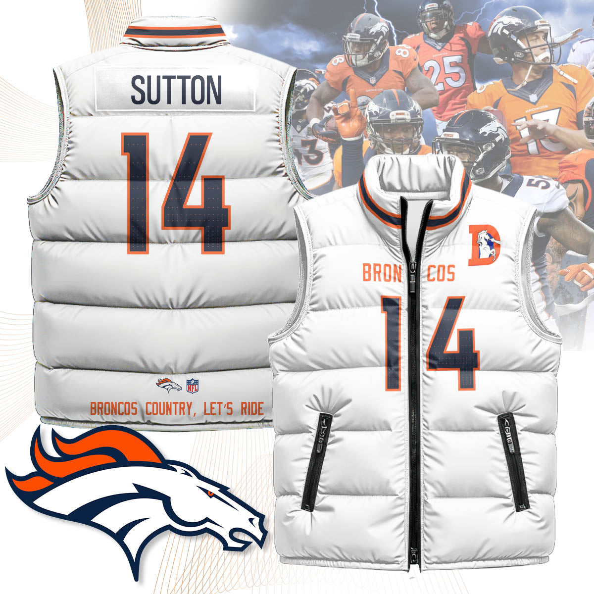 Denver Broncos Unisex Puffer Vest