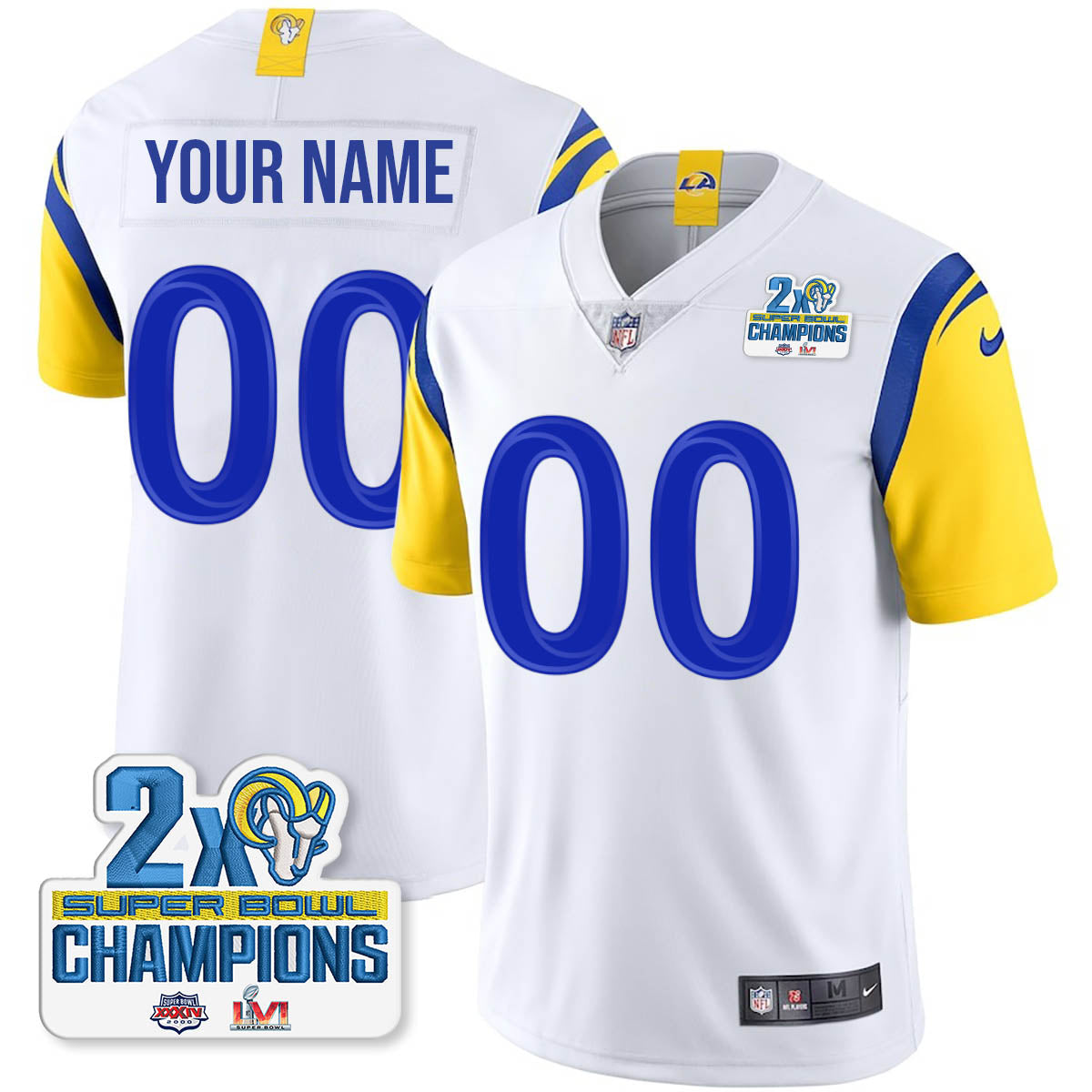 LAR 2-Time Champions Patch Vapor Limited Custom Jersey - All Stitched