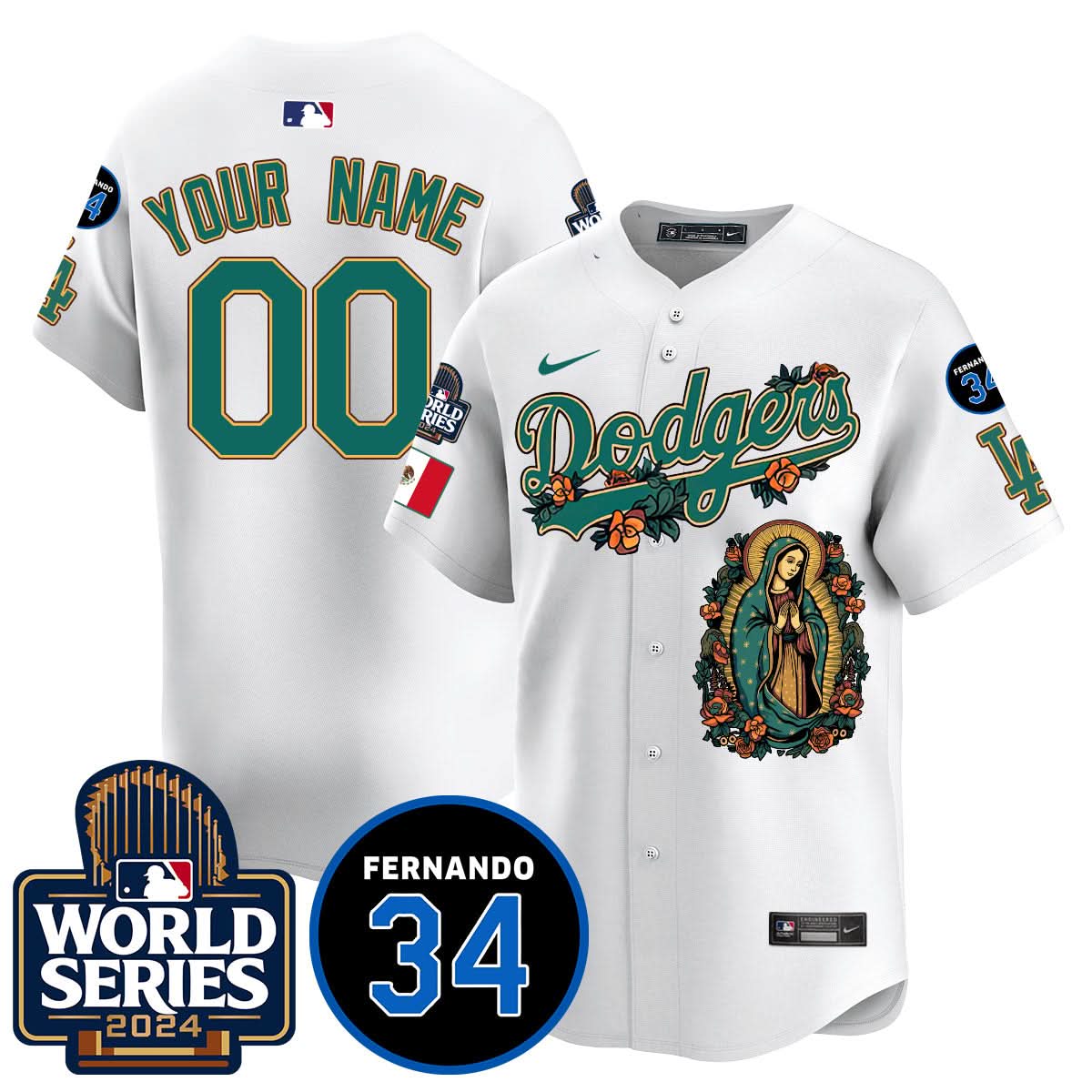 Dodgers Guadalupe - Fernando Valenzuela Memorial Custom Jersey - Printed
