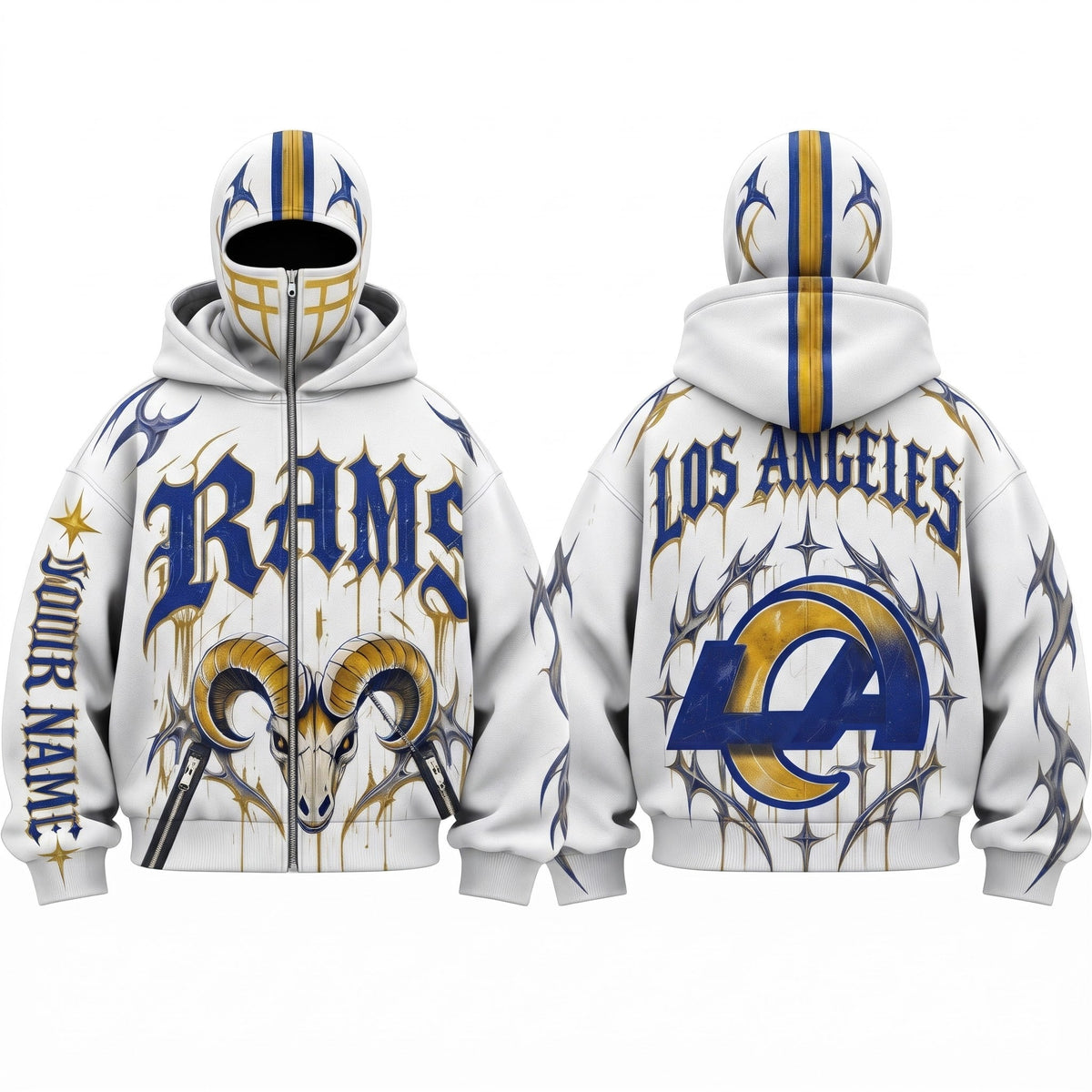LAR Gothic Style Personalized Mask Zip Up Hoodie - Printed