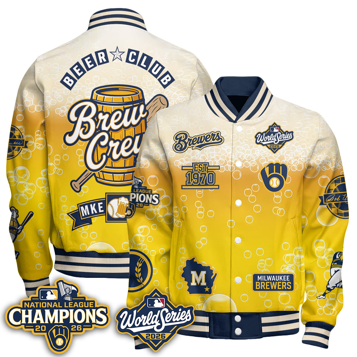MIL NL Champions x Brew Crew Limited Edition Varsity Jacket - Printed