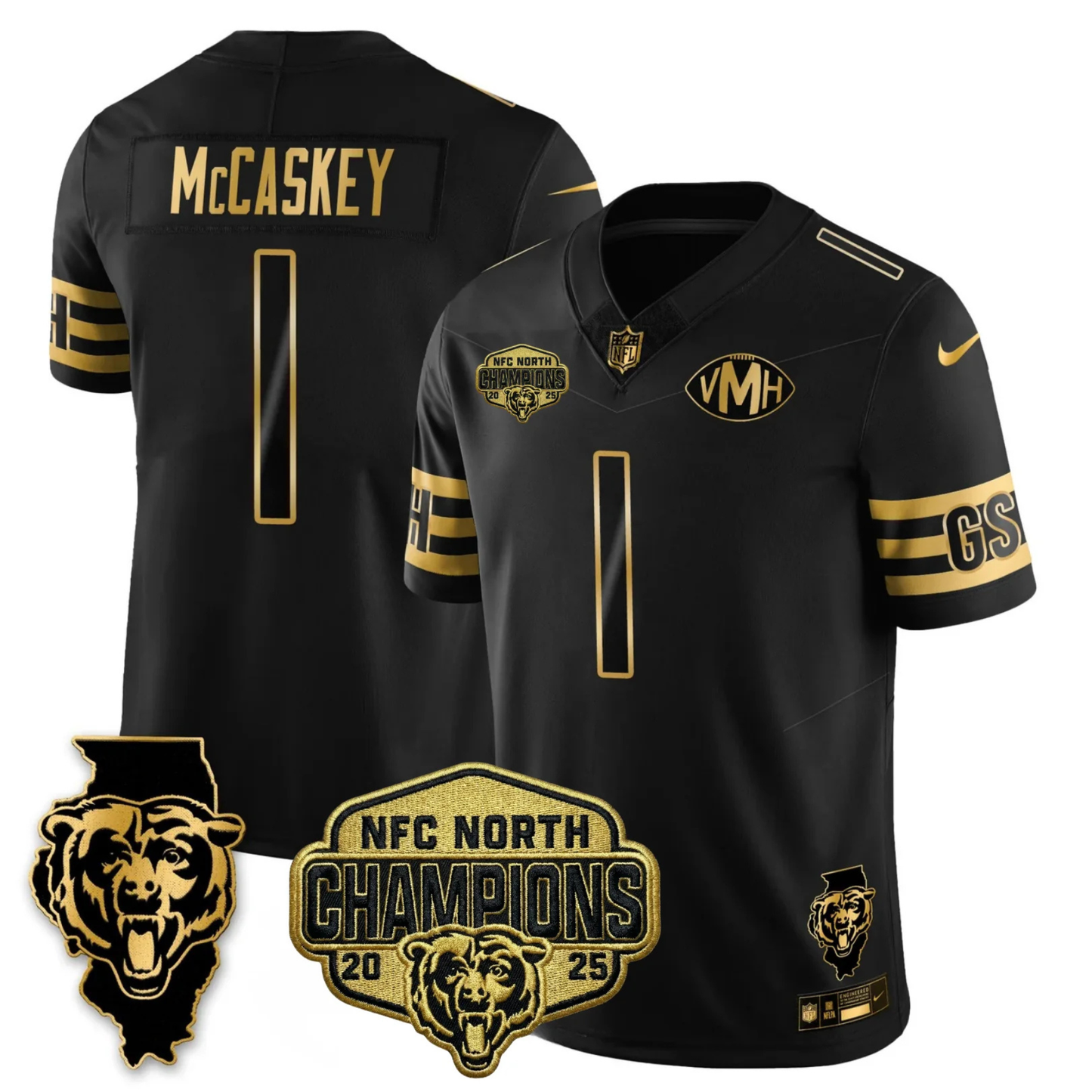 CHI NFC North Champions Patch Vapor Limited Gold Jersey - Stitched