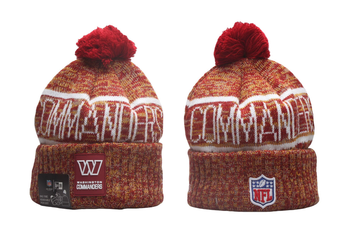 WAS Cuffed Knit Hat with Pom - Rubber Patch