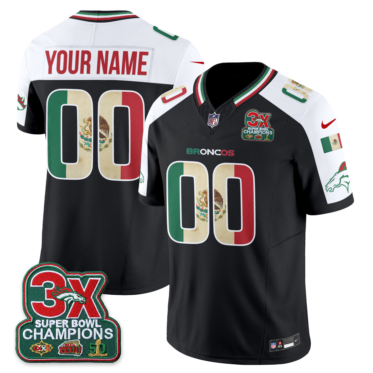 DEN Mexico Edition Vapor Custom Jersey - Stitched