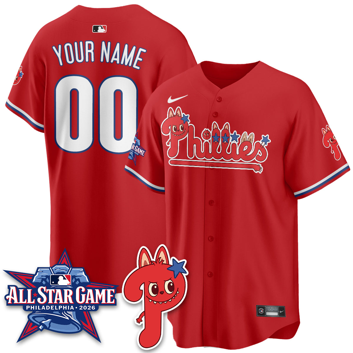 Philadelphia Phillies Fanged Rabbit Doll Vapor Limited Custom Jersey - Stitched
