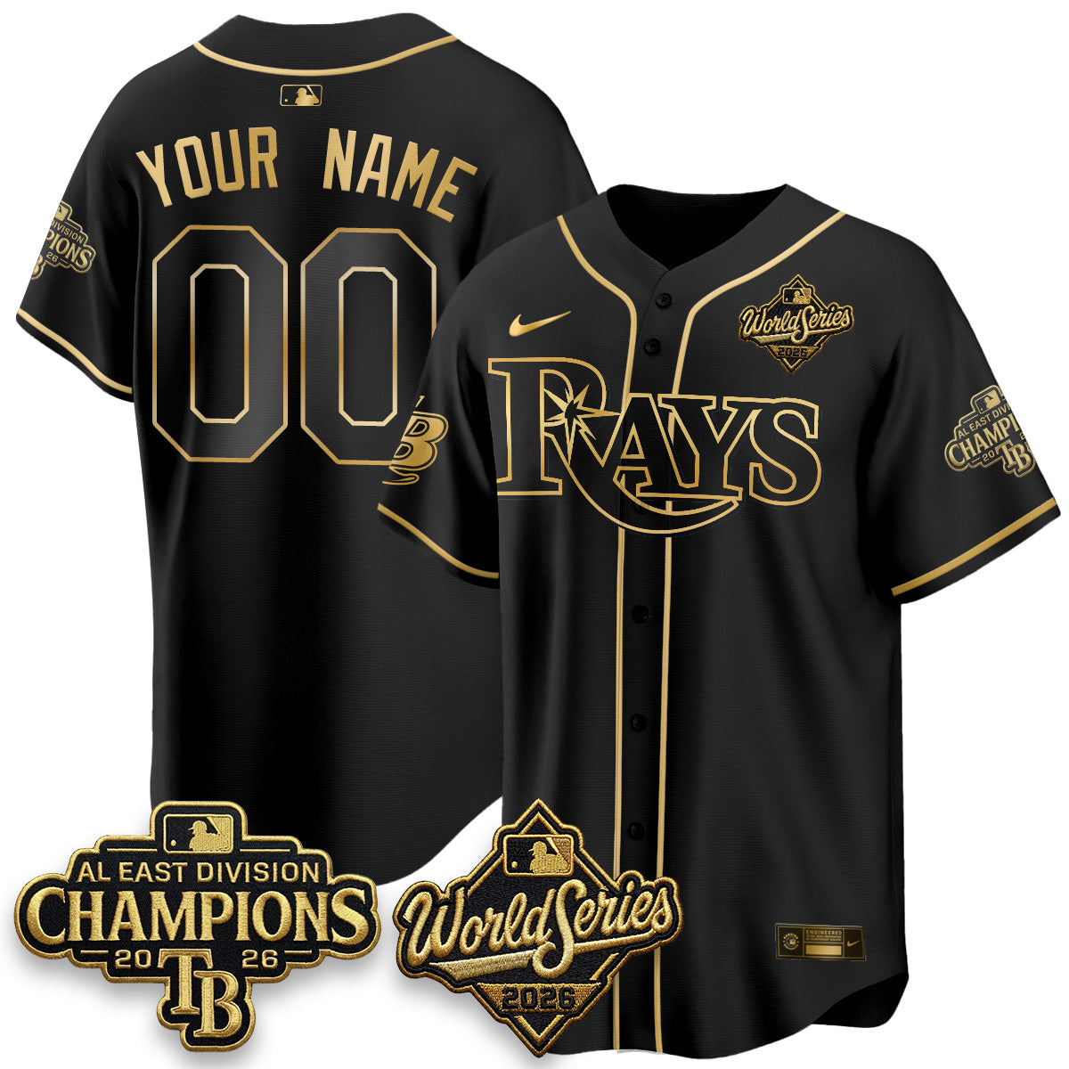 TB 2026 AL Champions Gold Edition Custom Vapor Jersey - Stitched